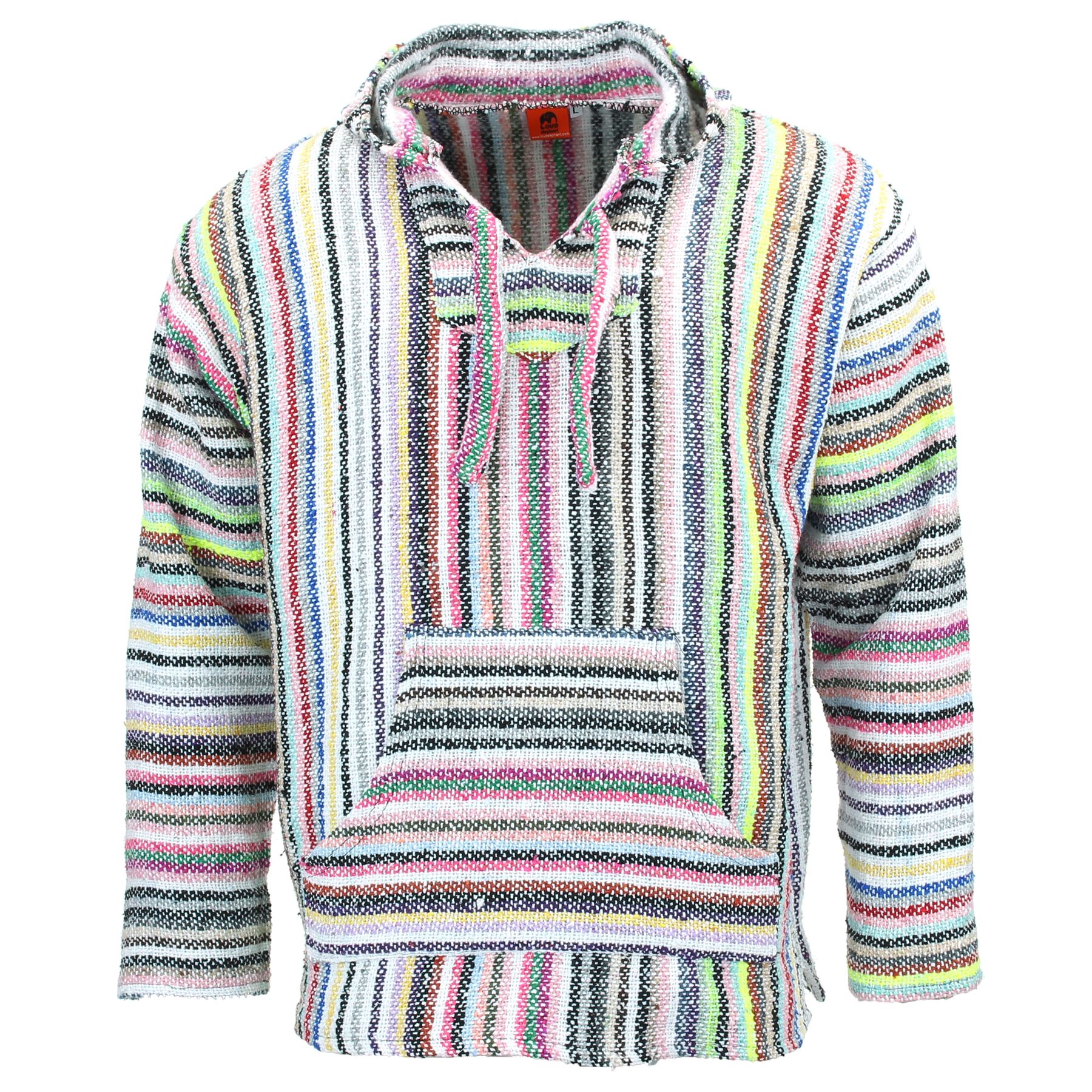 Recycled Mexican Baja Jerga Hoody Sweatshirt Jacket Hooded Warm Hippy Plus Size - Picture 45 of 189