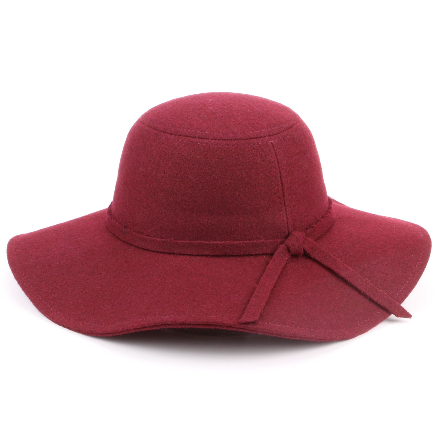 Wool Hat Wide Brim Felt Black Red 