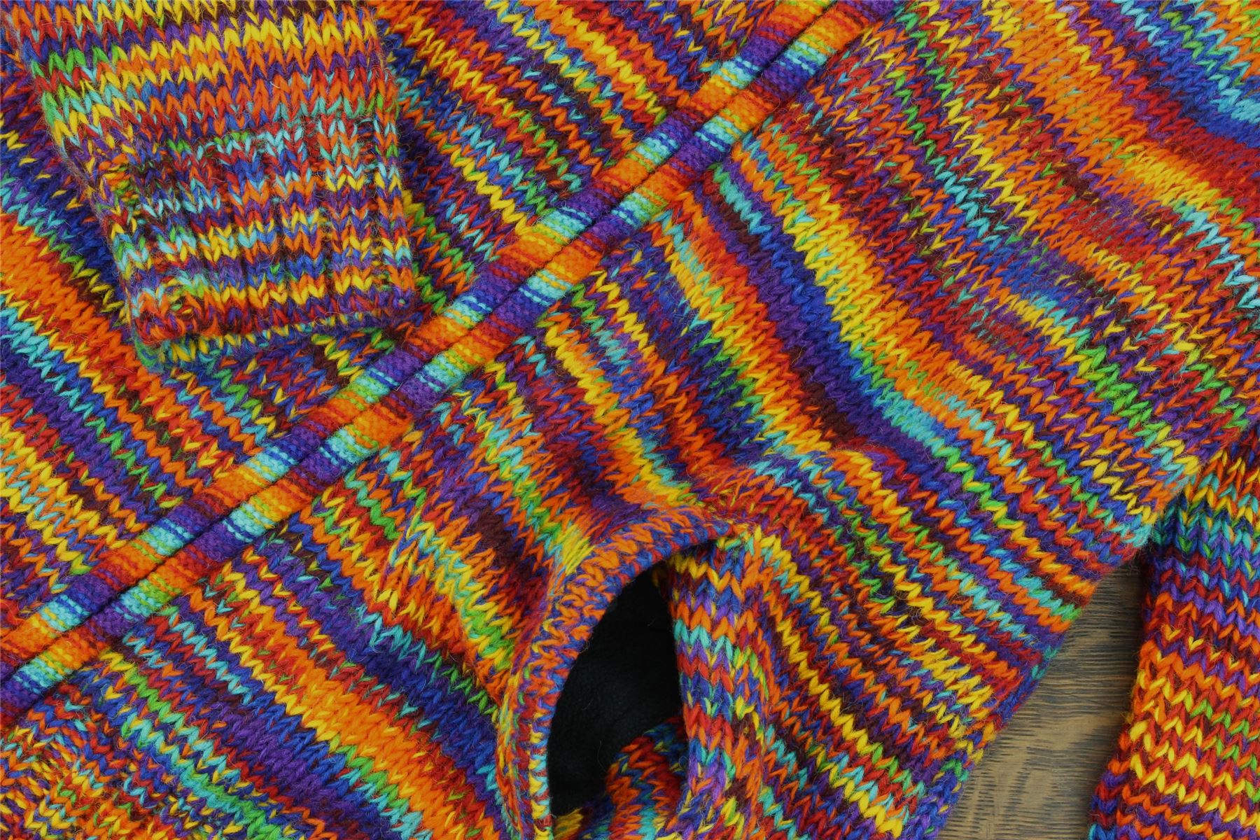 Hand Knitted Wool Jacket Cardigan LoudElephant Nepal Warm Lined Unisex - Picture 18 of 102