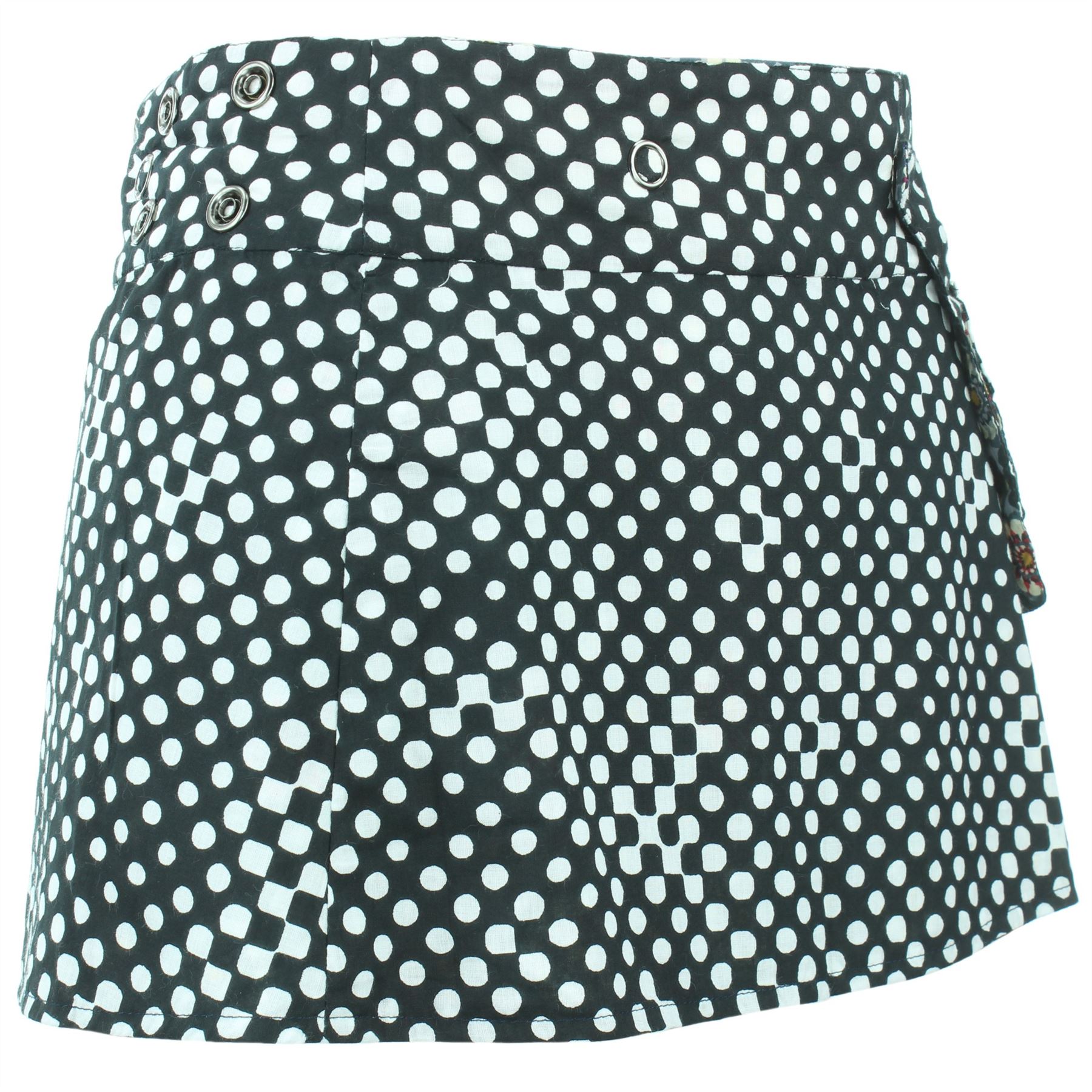 Hippie Bohemian Short Popper Childrens Skirt Boho Pocket Wrap Reversible Stud - Picture 43 of 56