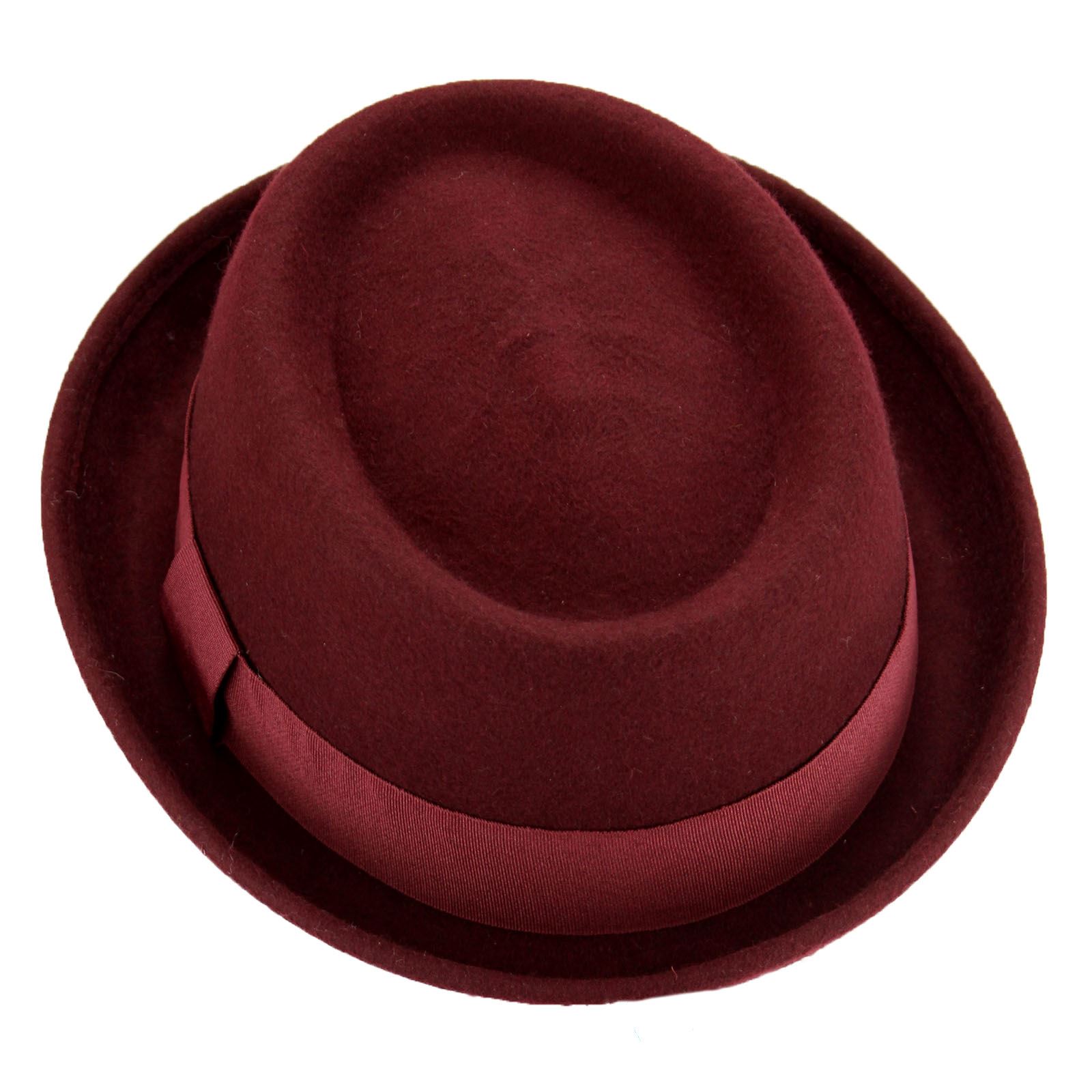 Bowler Hat Wool Felt Porkpie Hat Classic Derby Bowler Style For