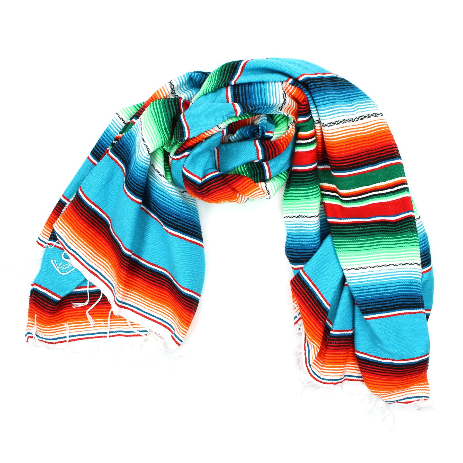 Handwoven Mexican Serape Traditional Jorongo Blanket Shawl Cloak Bright Striped - Picture 25 of 105