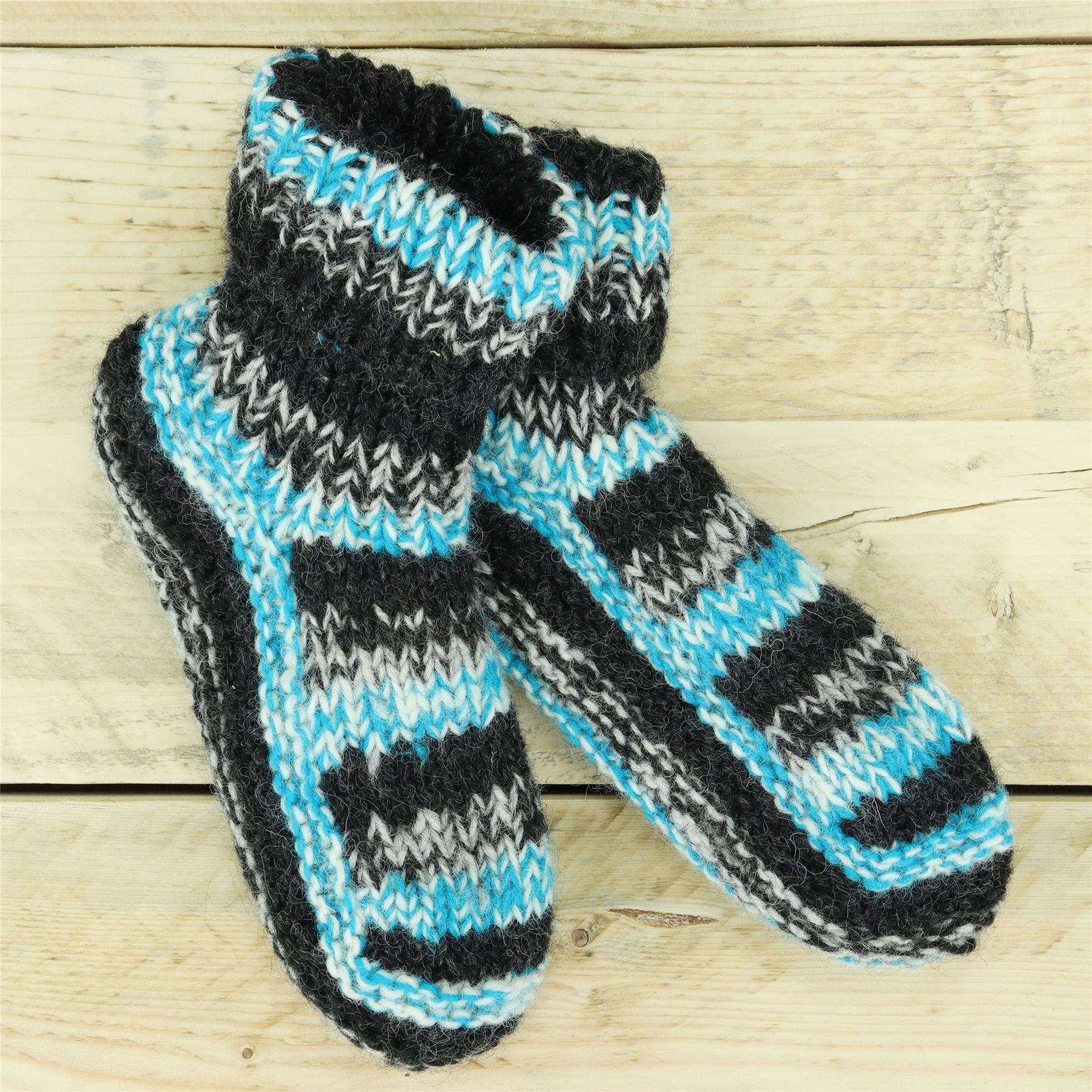 Hand Knitted Wool Slipper Socks Woolly Hand-knitted Warm Cosy Handmade - Picture 14 of 59