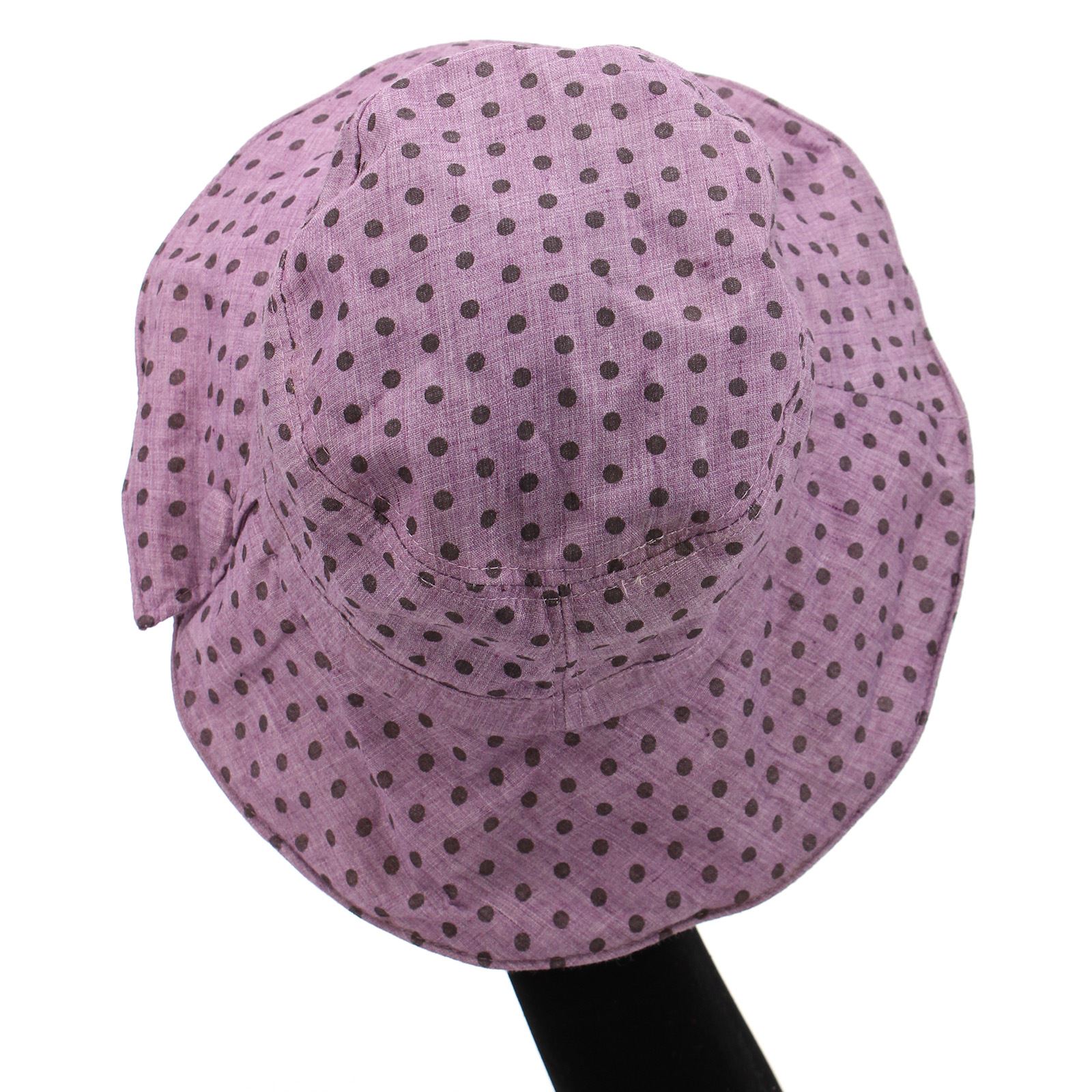 LADIES POLKA DOT HAT SHAPEABLE BRIM SPOTTY BEACH SUMMER SUN BUCKET
