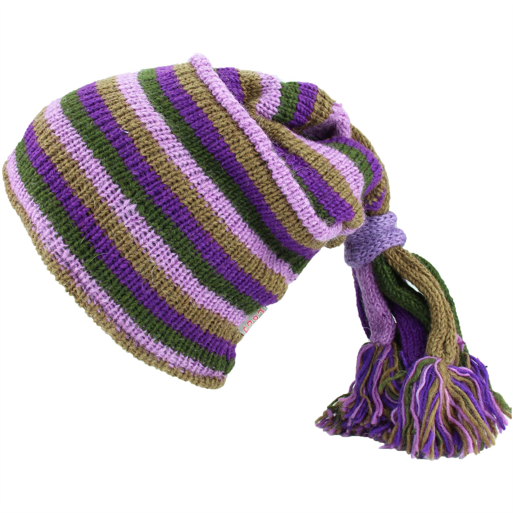 SLOUCH BEANIE HIPPIE TASSEL HAT FESTIVAL FOUNTAIN Wool Knit Fleece