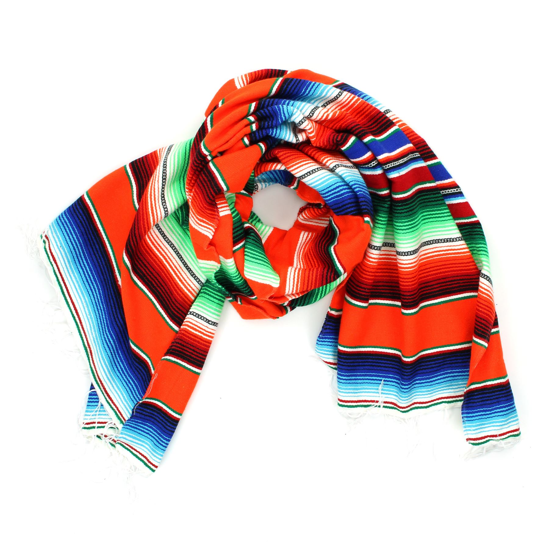 Handwoven Mexican Serape Traditional Jorongo Blanket Shawl Cloak Bright Striped - Picture 69 of 105