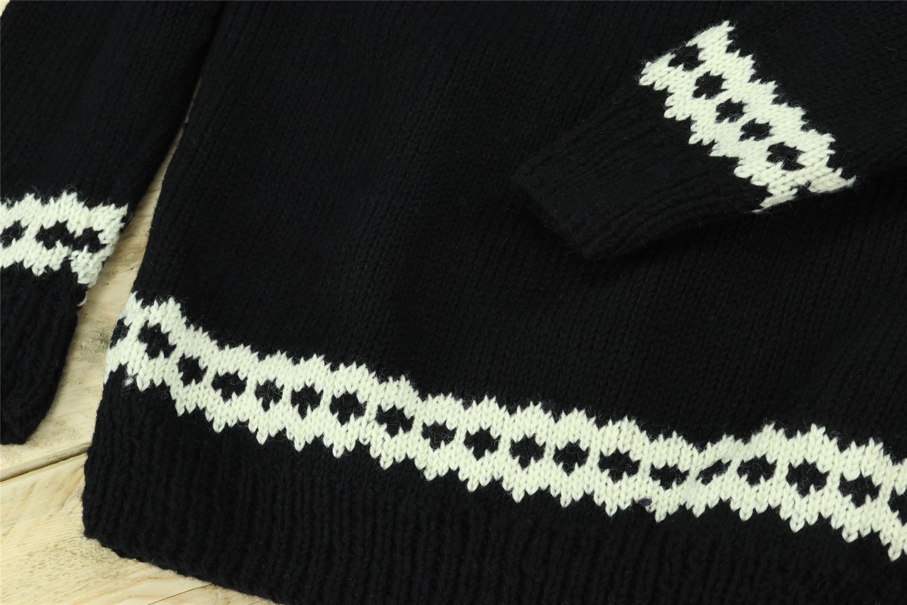 Wool Knit Jumper Sweater Pullover Fairisle Nordic Abstract Warm Nepal Loose - Picture 12 of 81