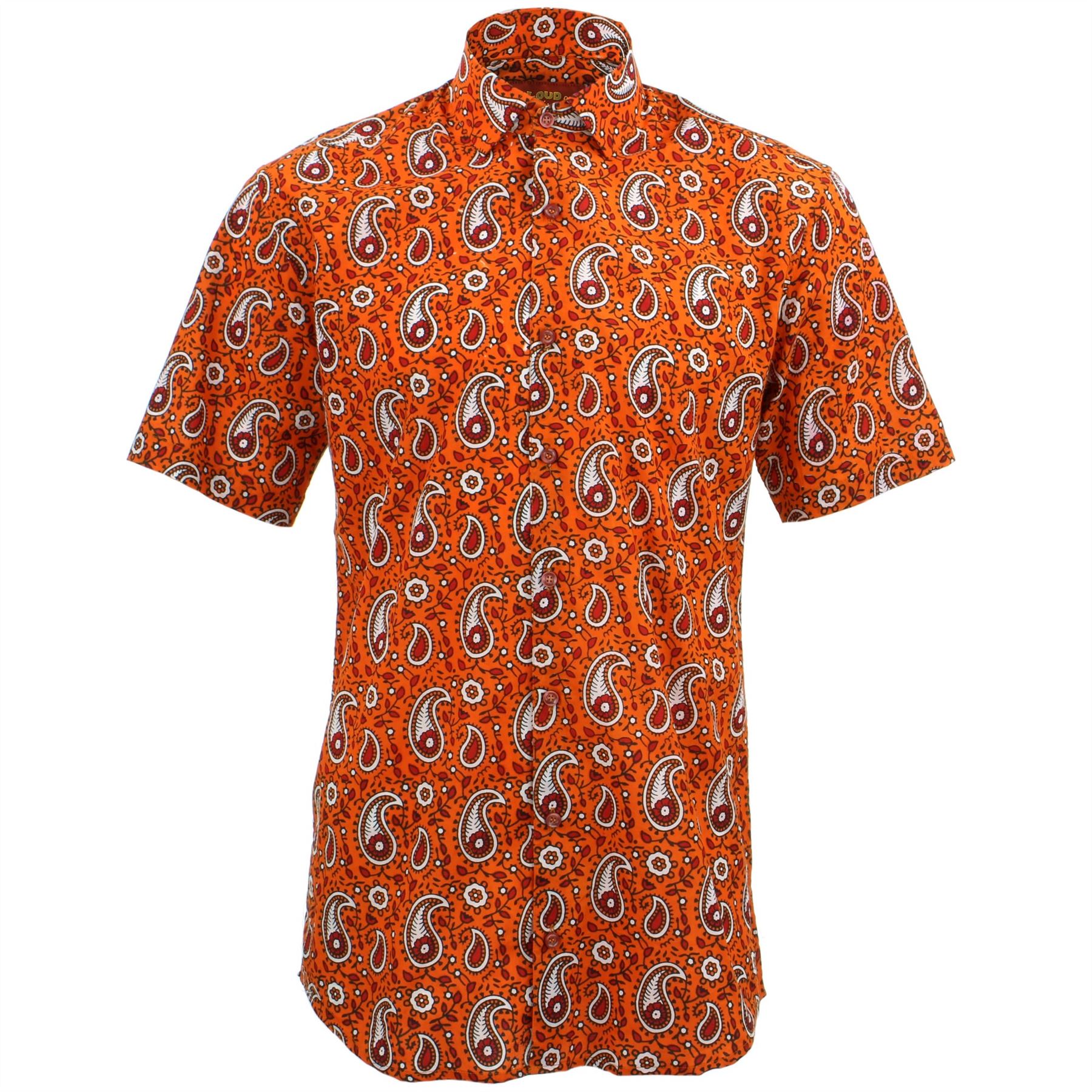 Mens Shirt Loud Originals TAILORED FIT Paisley Red Retro Psychedelic Fancy