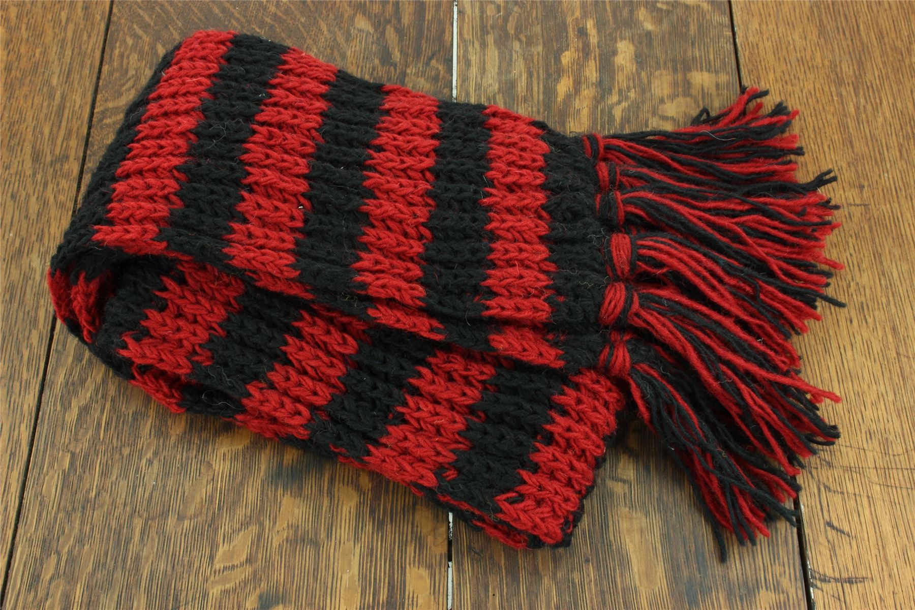 Hand Knitted Wool Scarf Woolly Warm Winter Cosy Stripe Space Dye Rainbow Pattern - Picture 78 of 97