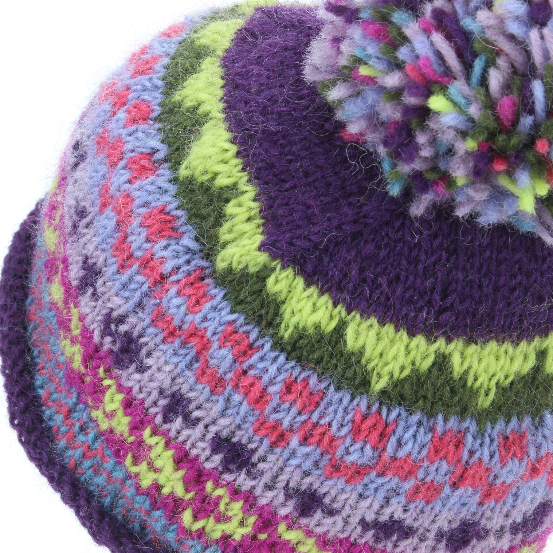 Beanie Hat Wool Cap Bobble Warm Winter Pattern Bright LoudElephant Lined Knit - Picture 16 of 16