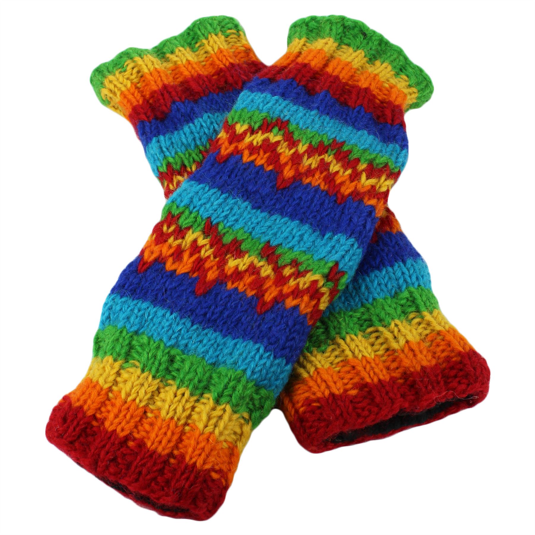 LEG WARMERS WOOL KNIT & FLEECE LINED HIPPIE RAINBOW SLOUCH BOOT SOCKS