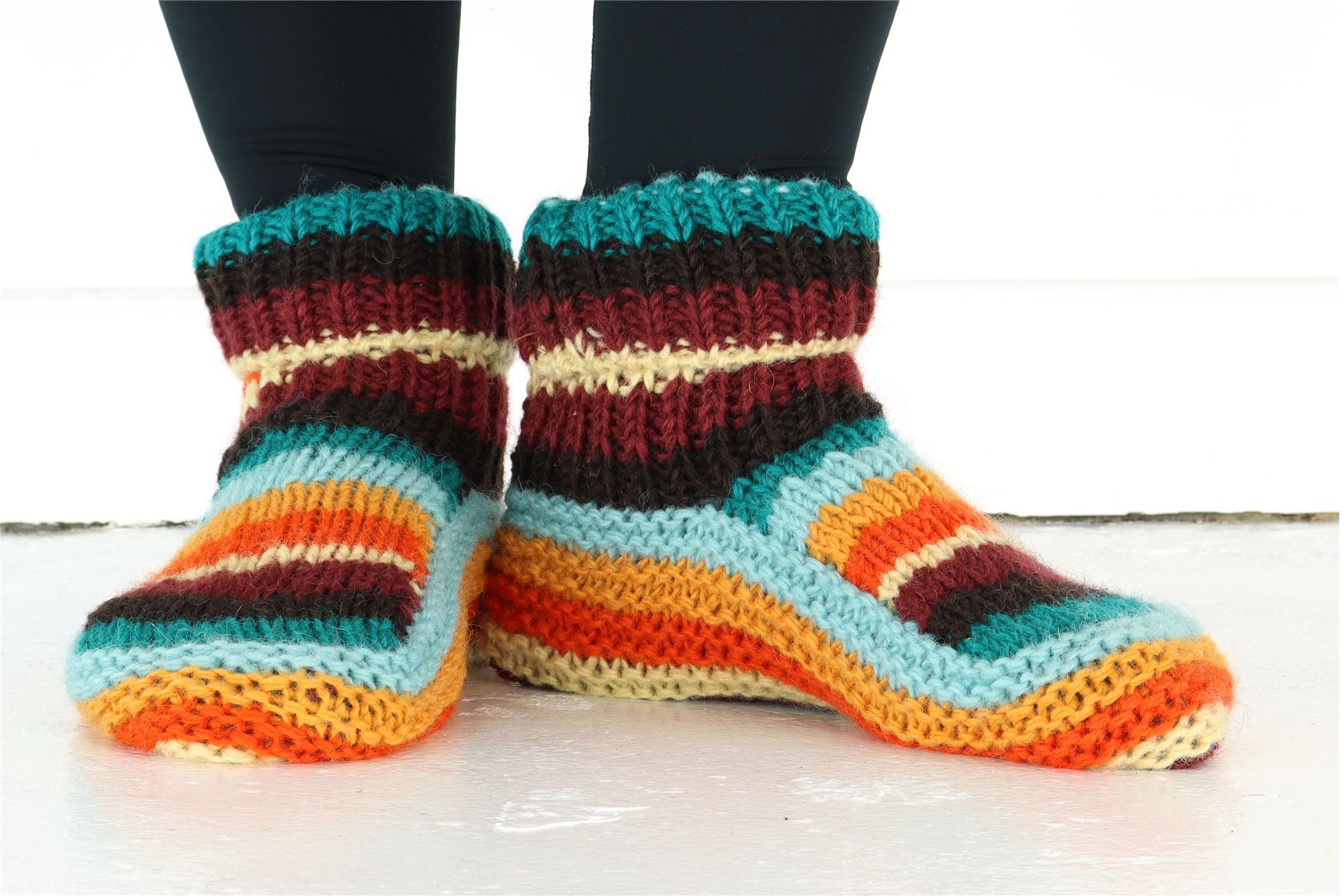 Hand Knitted Wool Slipper Socks Woolly Hand-knitted Warm Cosy Handmade - Picture 52 of 59