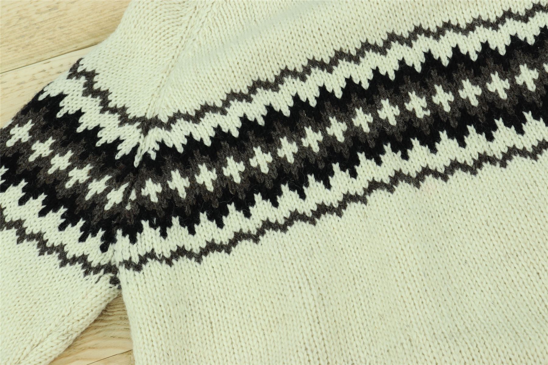 Wool Knit Jumper Sweater Pullover Fairisle Nordic Abstract Warm Nepal Loose - Picture 7 of 81