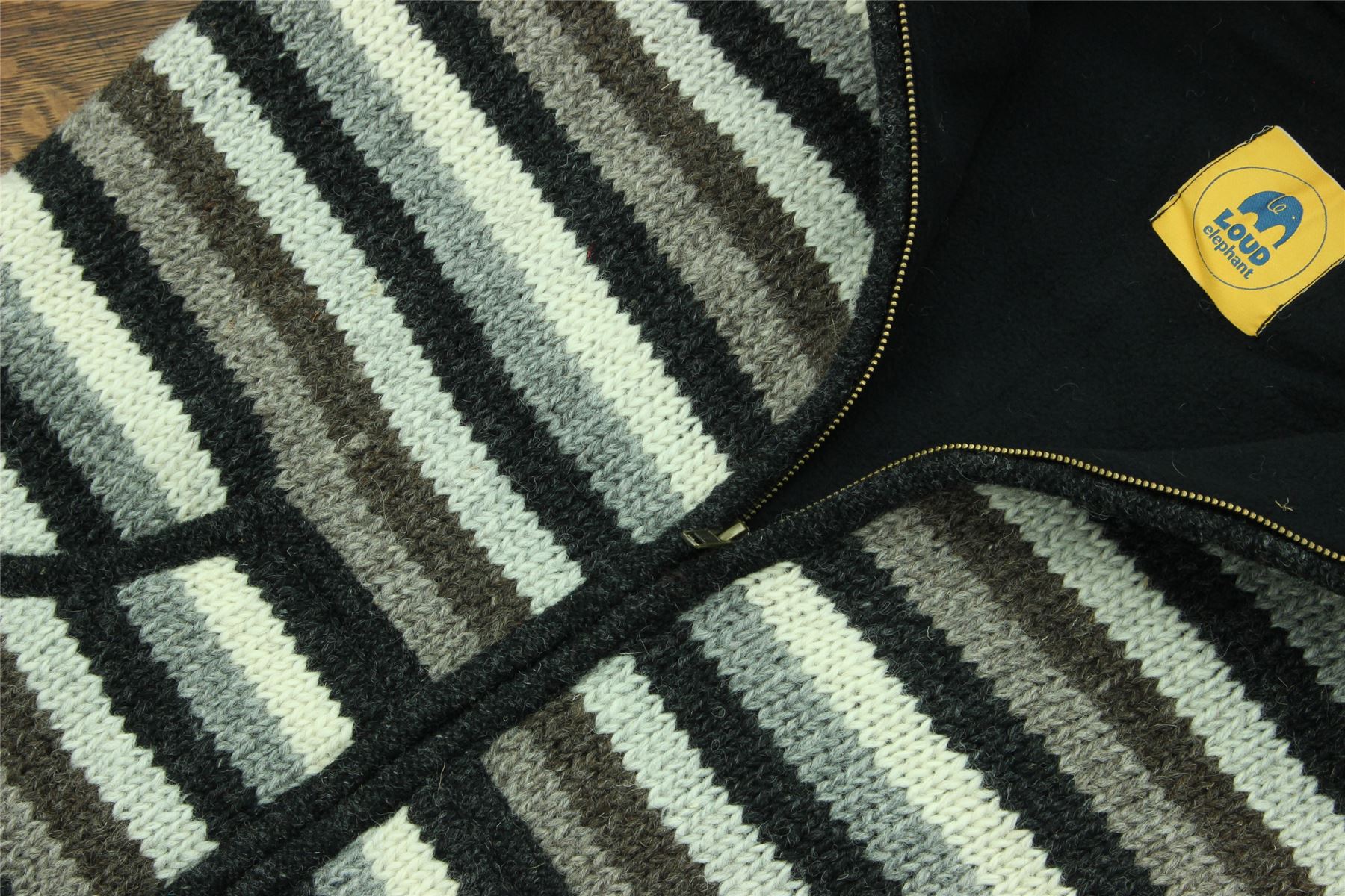 Handgestrickte Wolle Kapuzenjacke Cardigan Hoodie Nepal warm gefüttert Hippie Reißverschluss - Bild 66 von 102