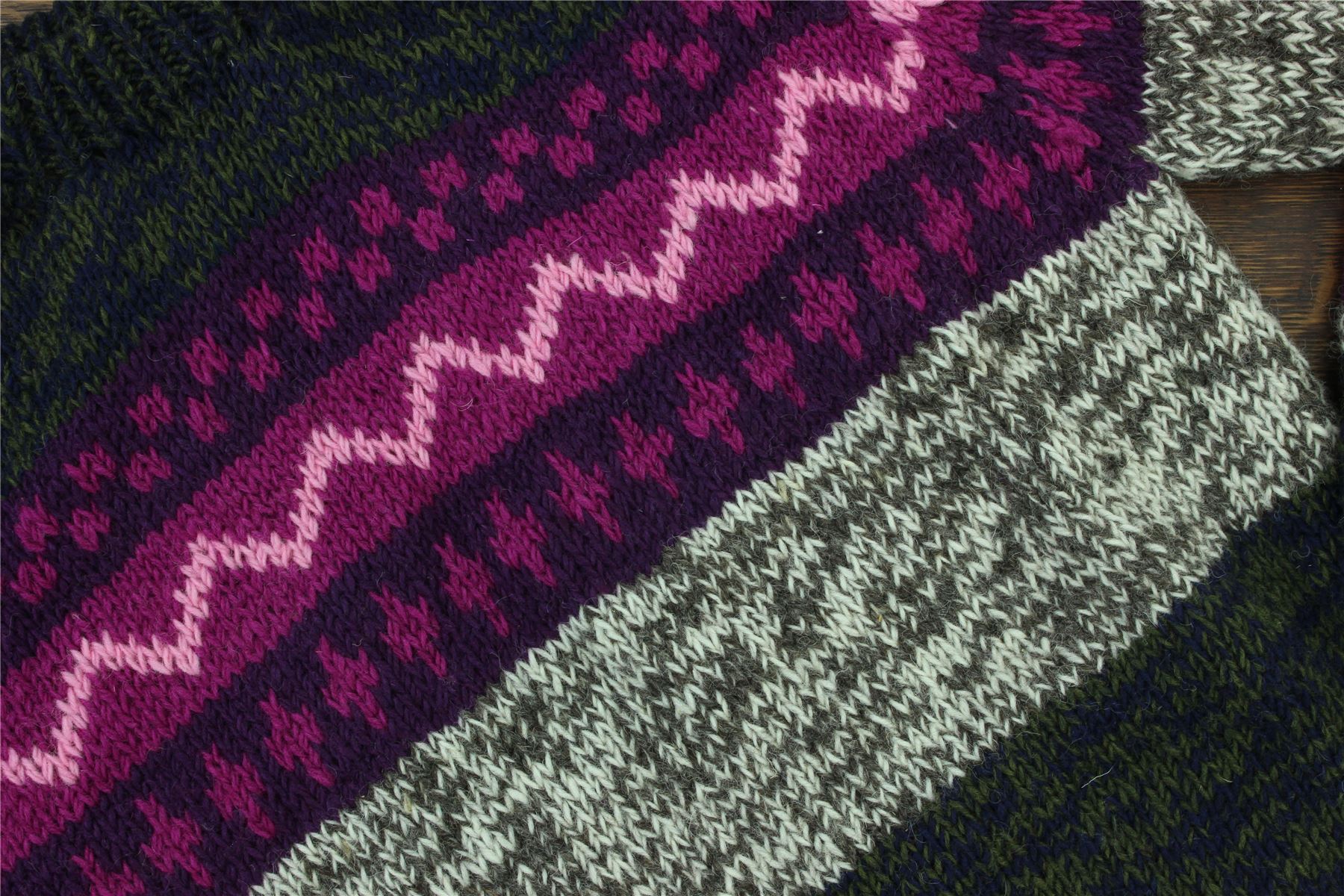 Wool Knit Jumper Sweater Pullover Fairisle Nordic Abstract Warm Nepal Loose - Picture 52 of 81