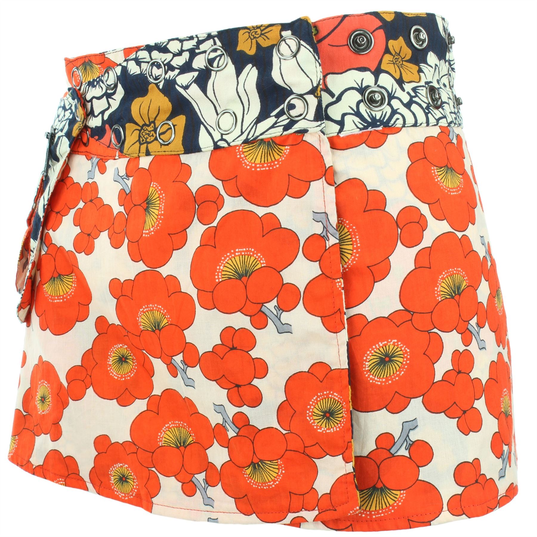 Hippie Bohemian Short Popper Childrens Skirt Boho Pocket Wrap Reversible Stud - Picture 26 of 56