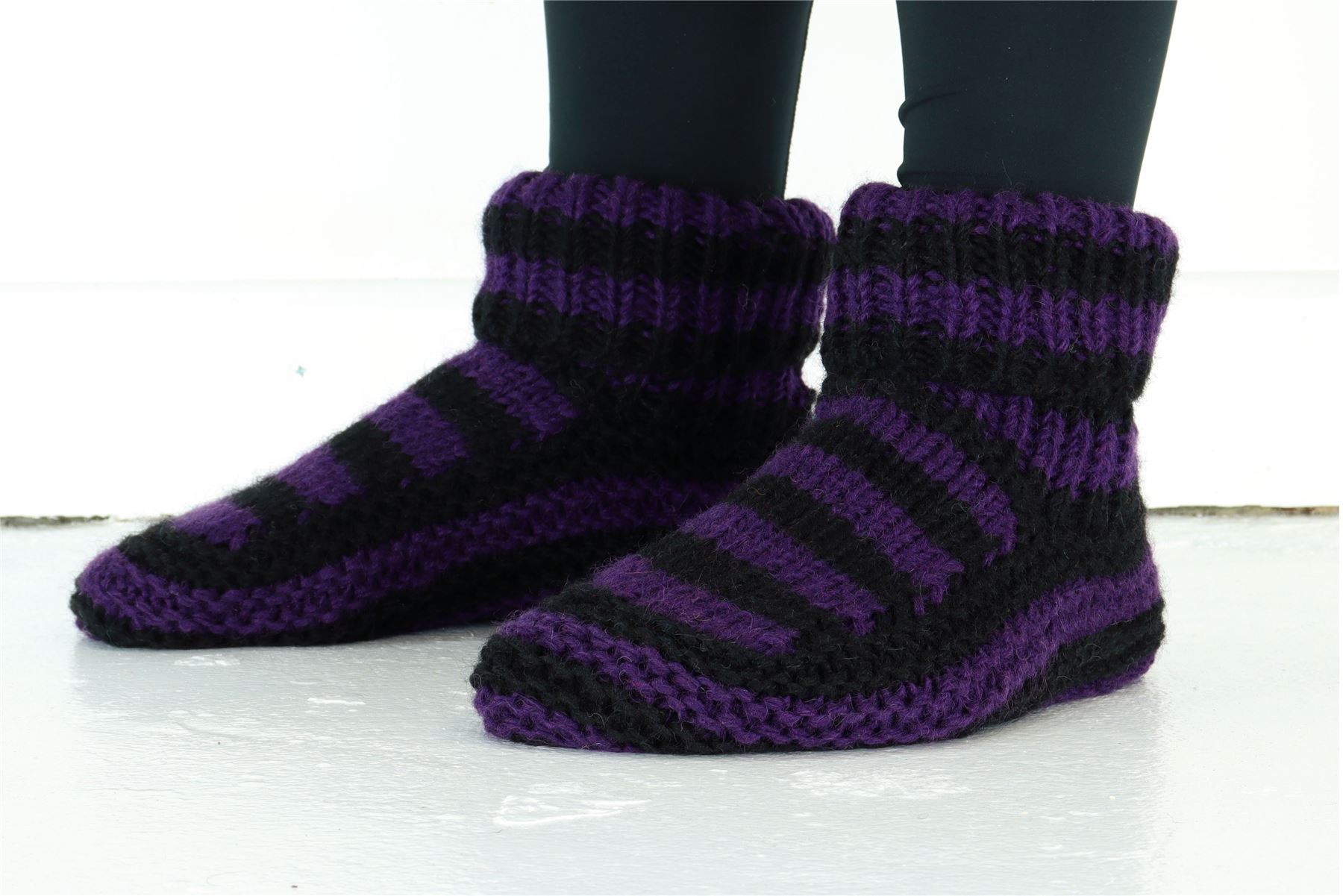 Hand Knitted Wool Slipper Socks Woolly Hand-knitted Warm Cosy Handmade - Picture 44 of 59