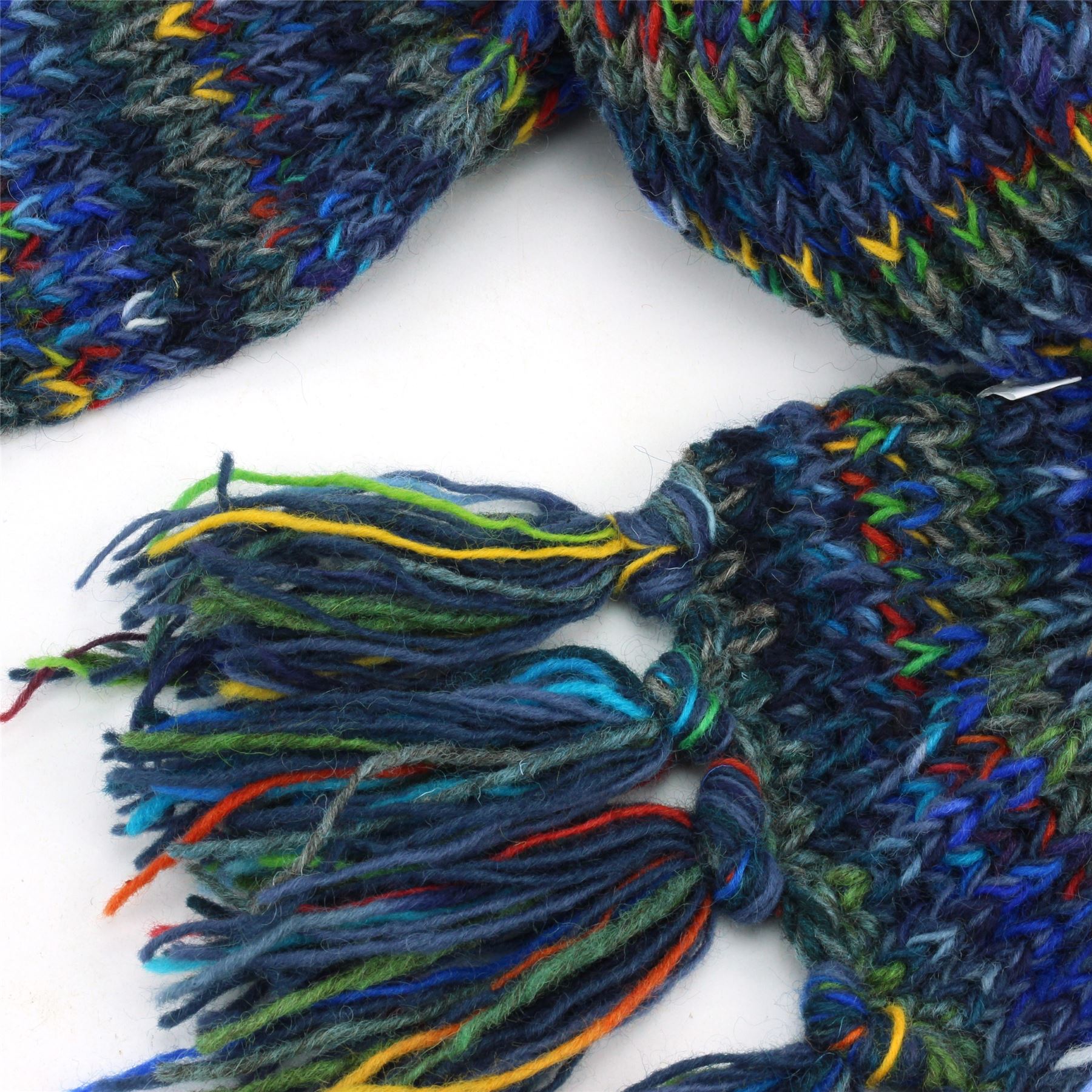 Hand Knitted Wool Scarf Woolly Warm Winter Cosy Stripe Space Dye Rainbow Pattern - Picture 32 of 97