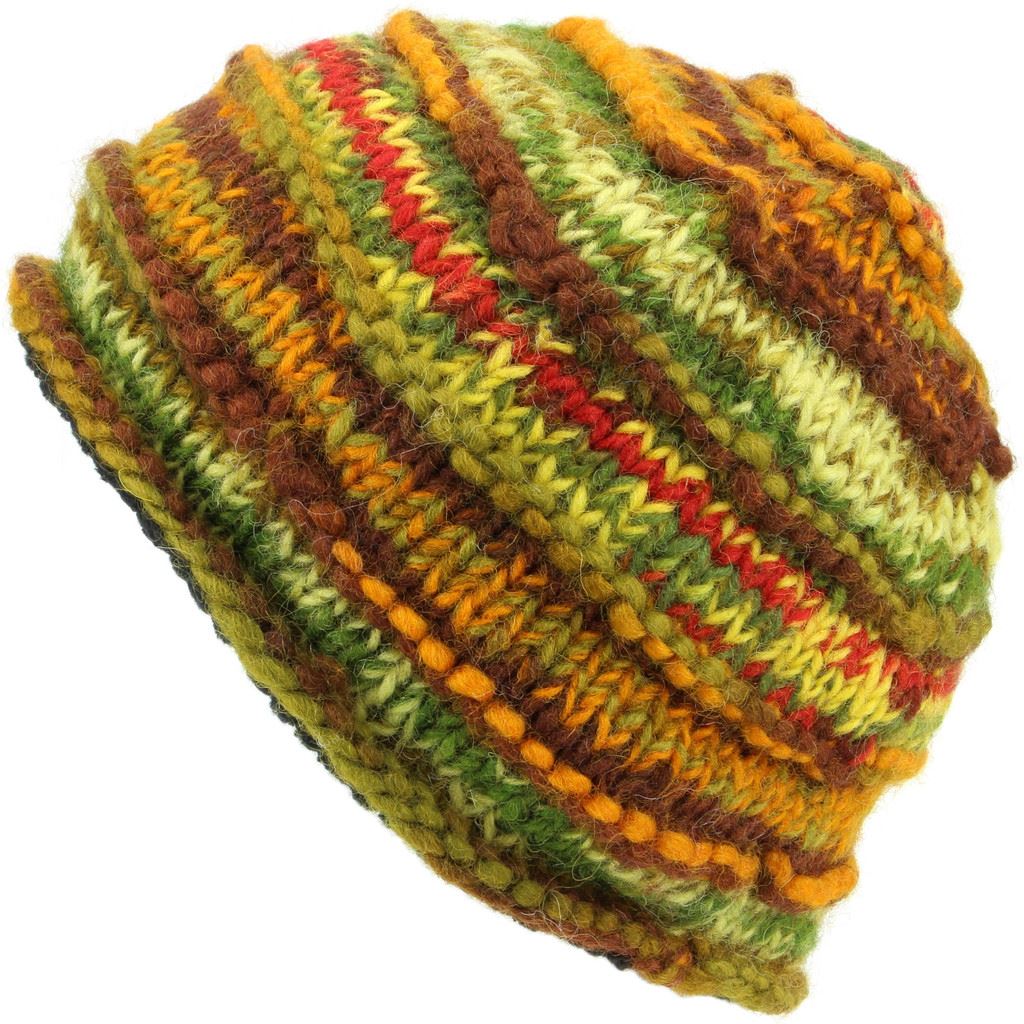 Wool Knit Beanie Hat Handmade Men Ladies Warm Winter Space Dye Ribbed - Picture 29 of 65