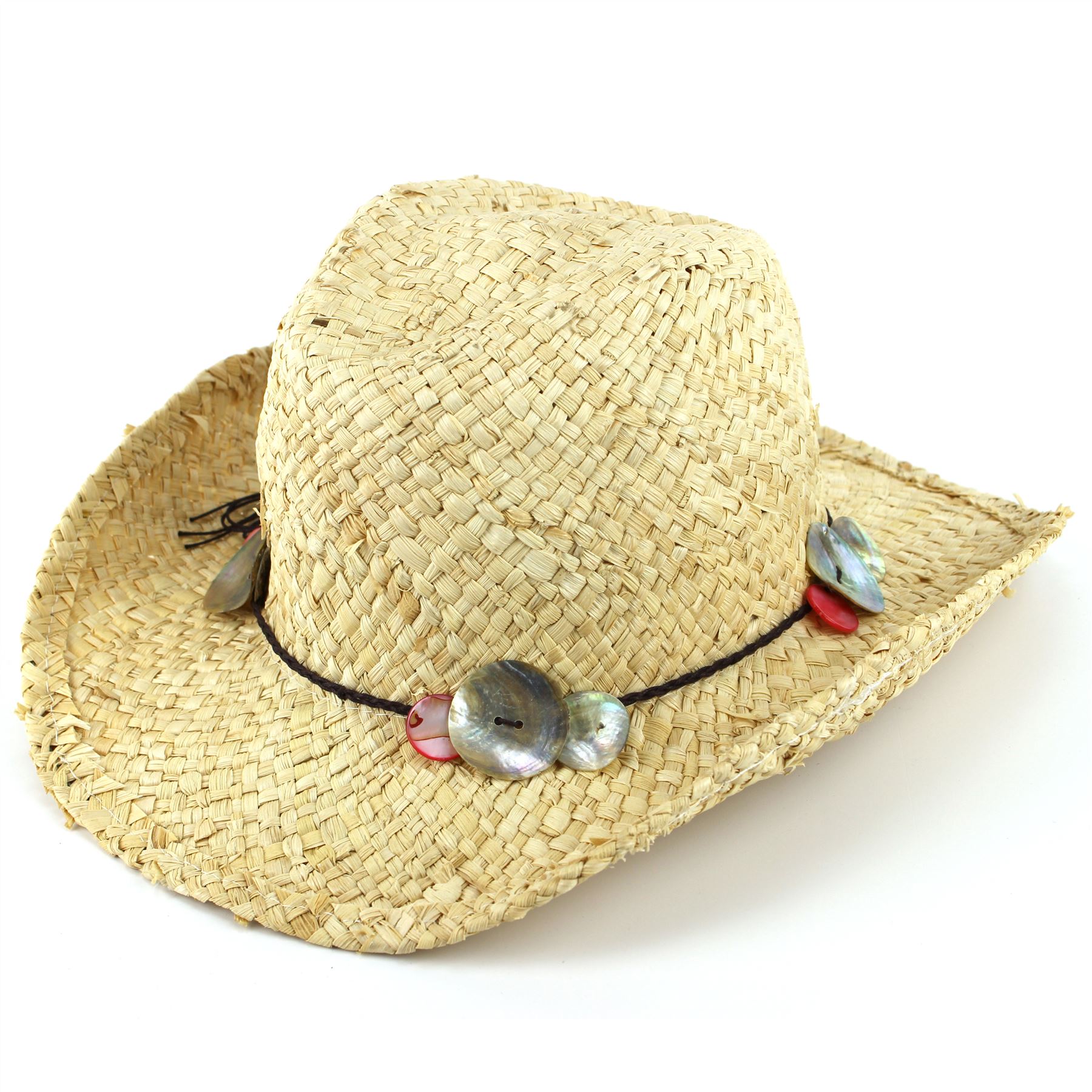 Straw Cowboy Hat Hawkins Shell Band Cap Mens Womens Band Ladies Fedora