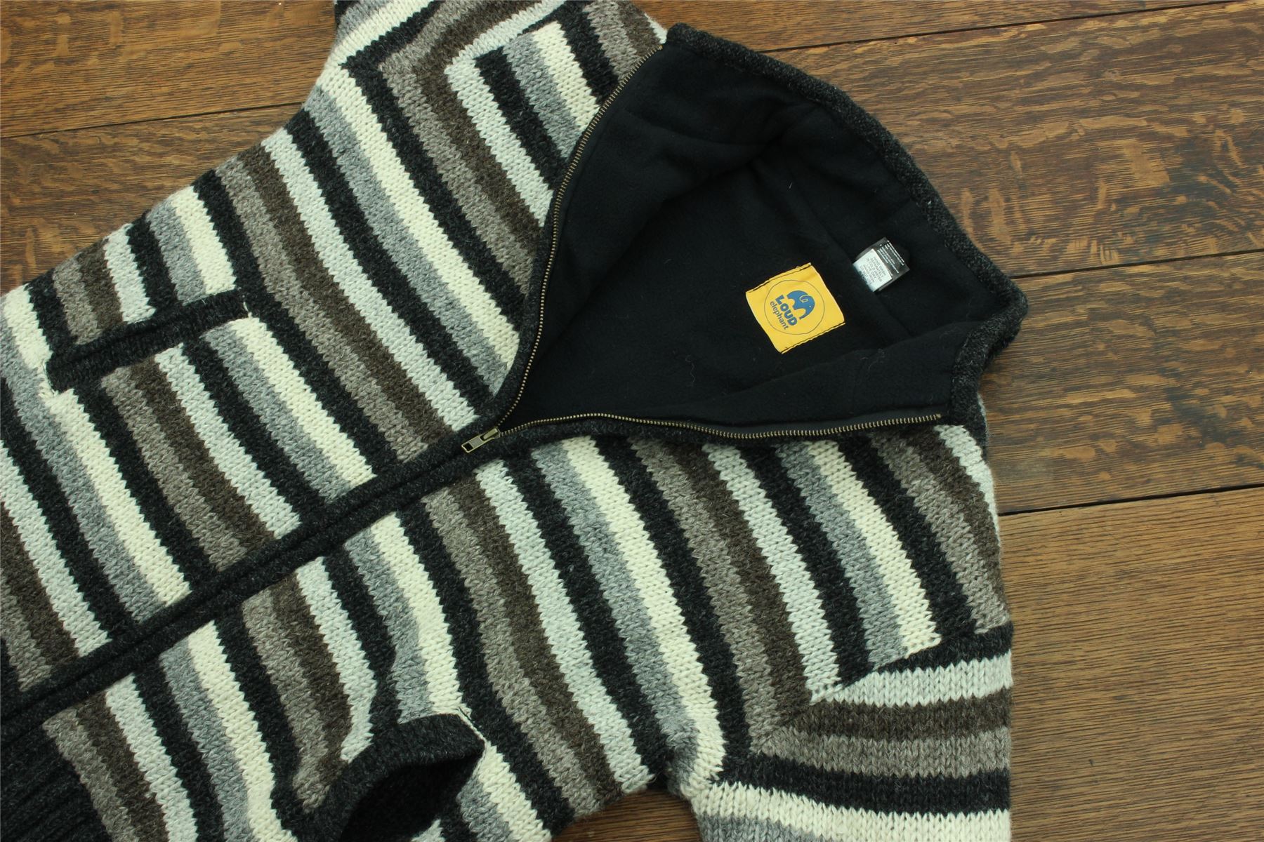 Hand Knitted Wool Jacket Cardigan LoudElephant Nepal Warm Lined Unisex - Picture 29 of 102
