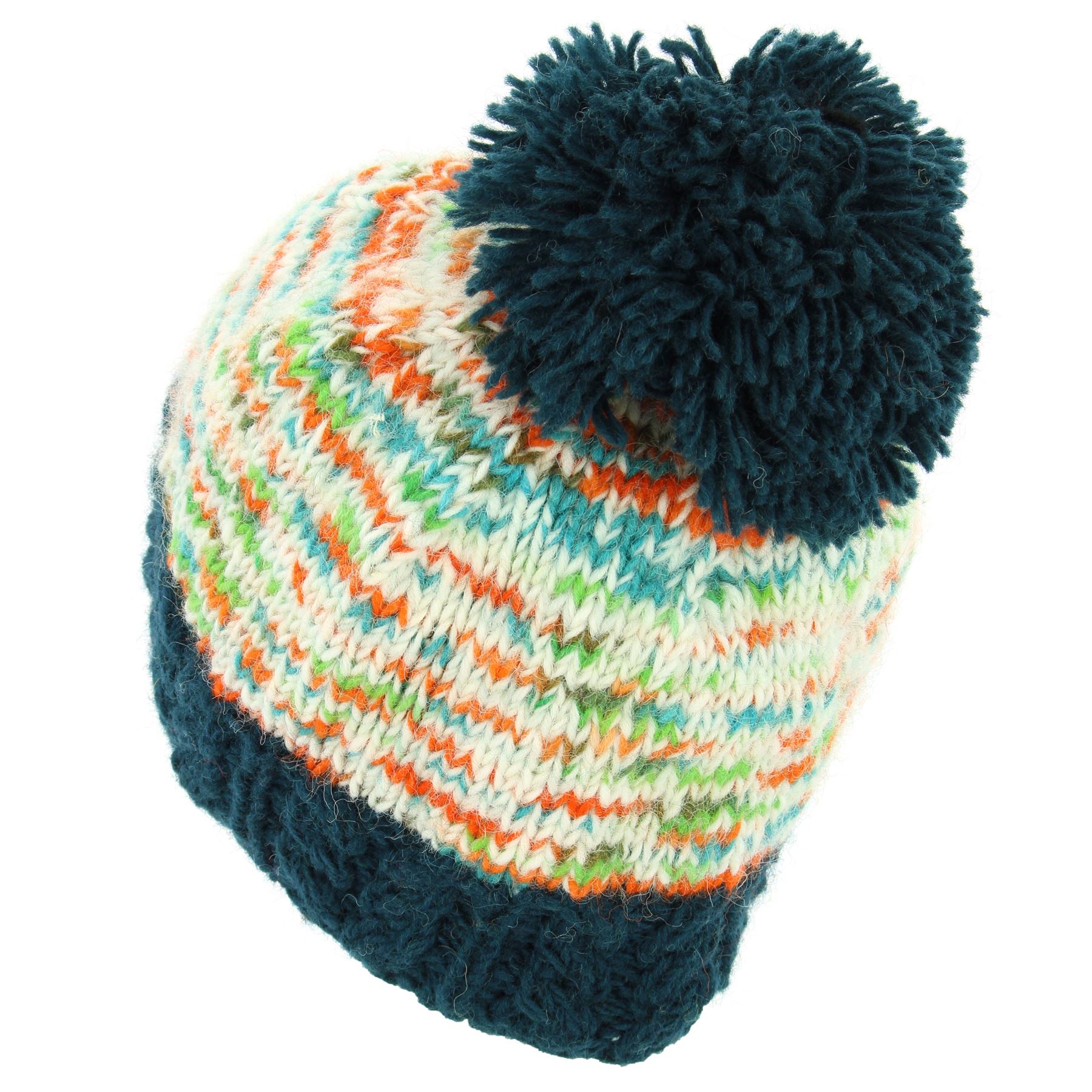 Hand Knitted Wool Beanie Bobble Hat LoudElephant Knitted Handmade Winter Lined - Picture 9 of 10