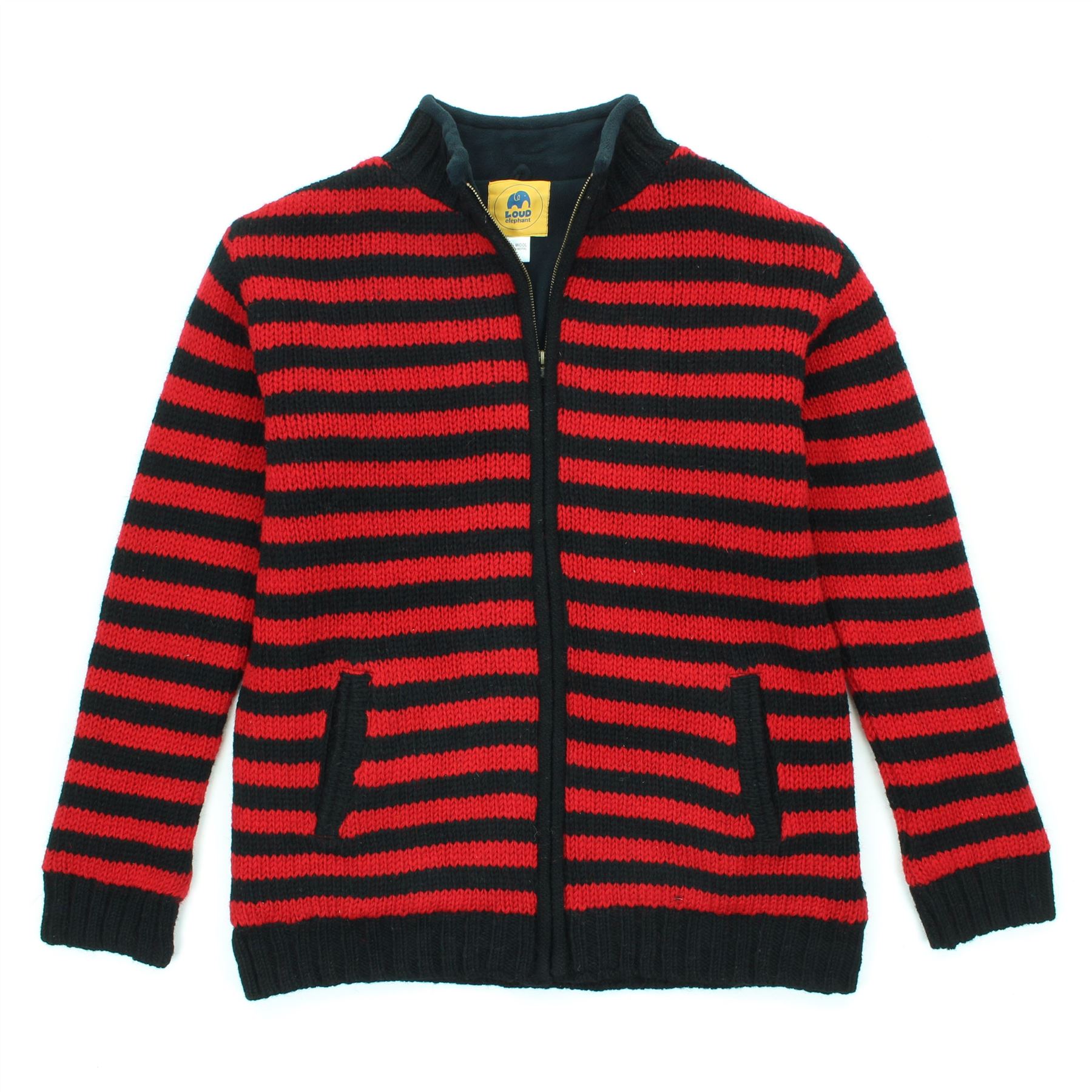 Hand Knitted Wool Jacket Cardigan LoudElephant Nepal Warm Lined Unisex - Picture 54 of 102