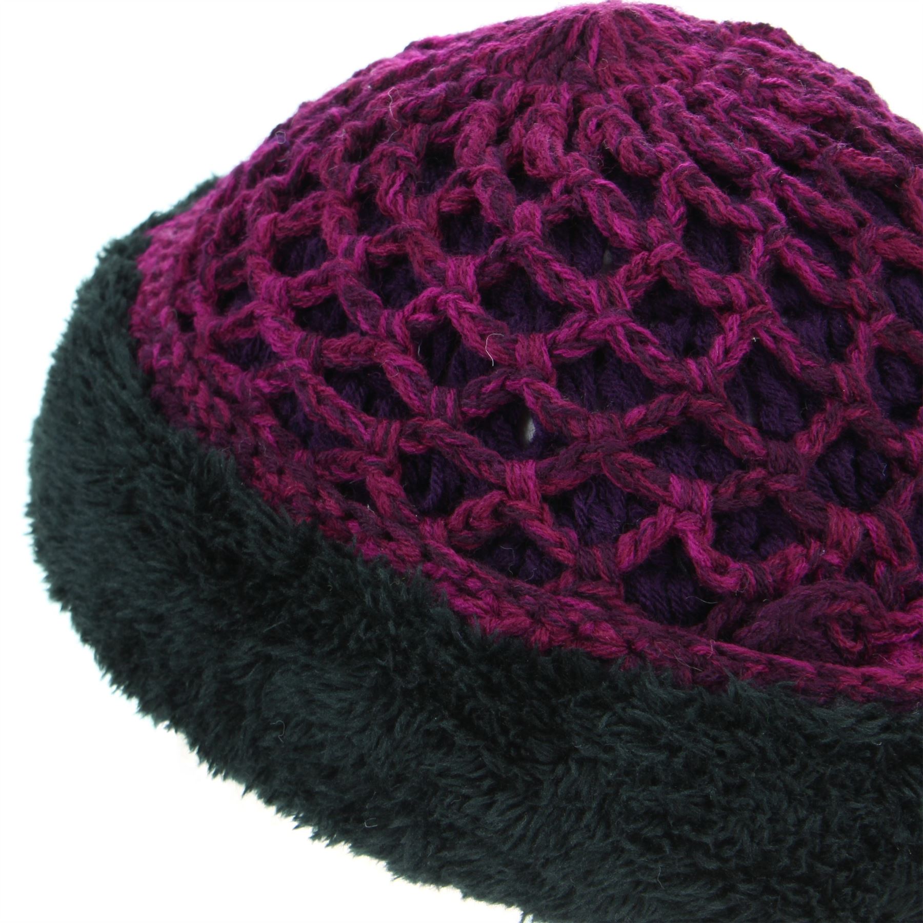 Beanie Hat Cap Warm Winter Lattice Flower Soft Lined LoudElephant Acrylic Knit - Picture 17 of 17