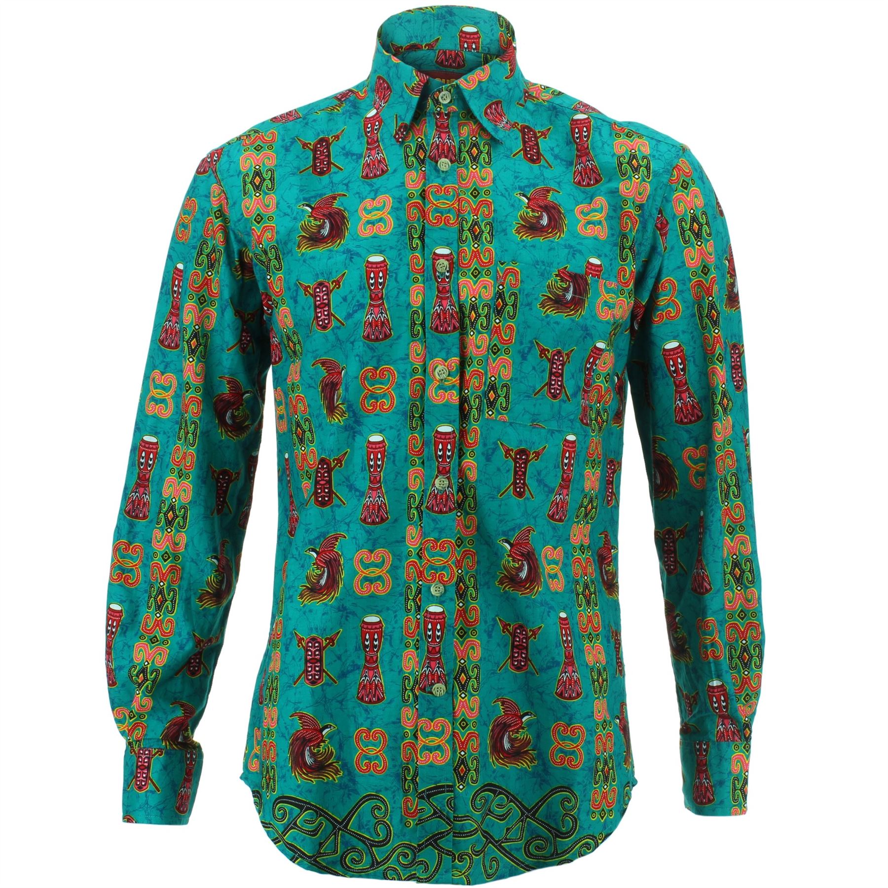 Mens Shirt Loud Originals REGULAR FIT Drum Green Retro Psychedelic ...