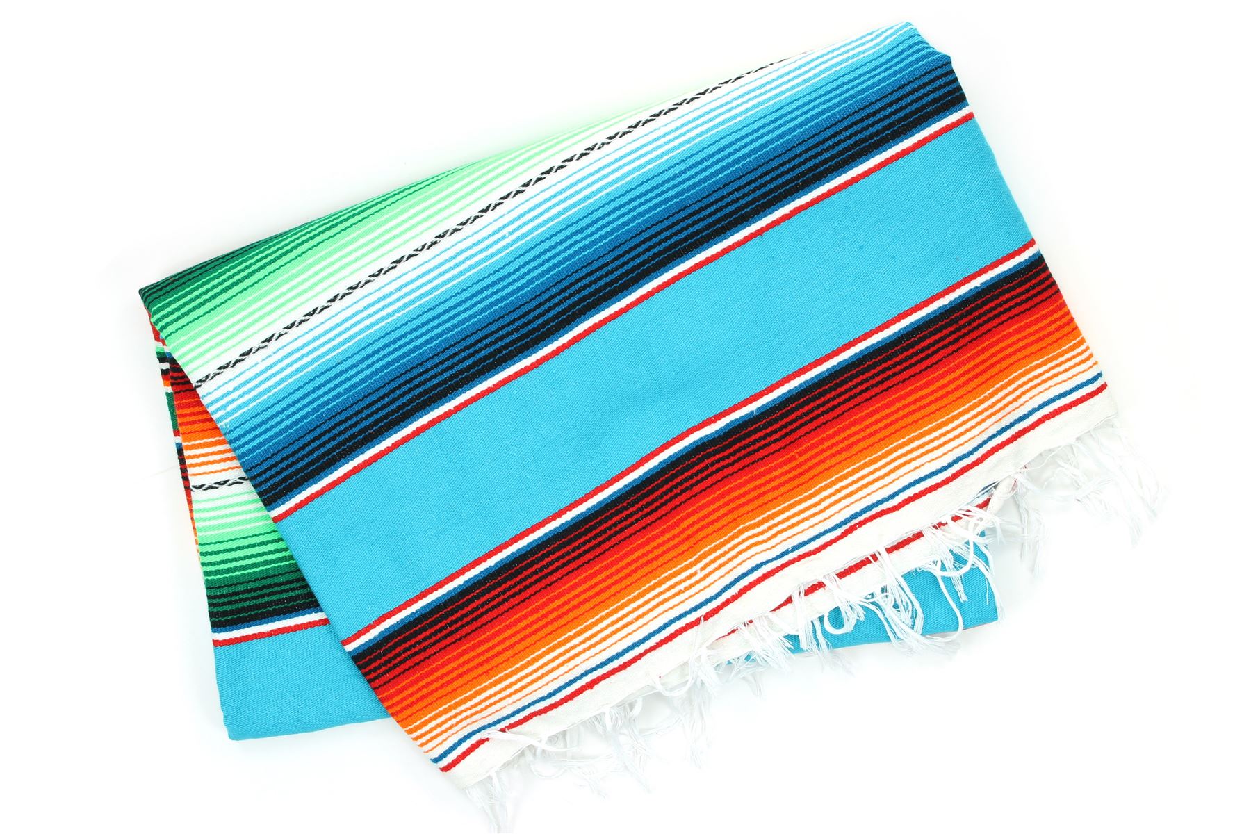 Handwoven Mexican Serape Traditional Jorongo Blanket Shawl Cloak Bright Striped - Picture 24 of 105