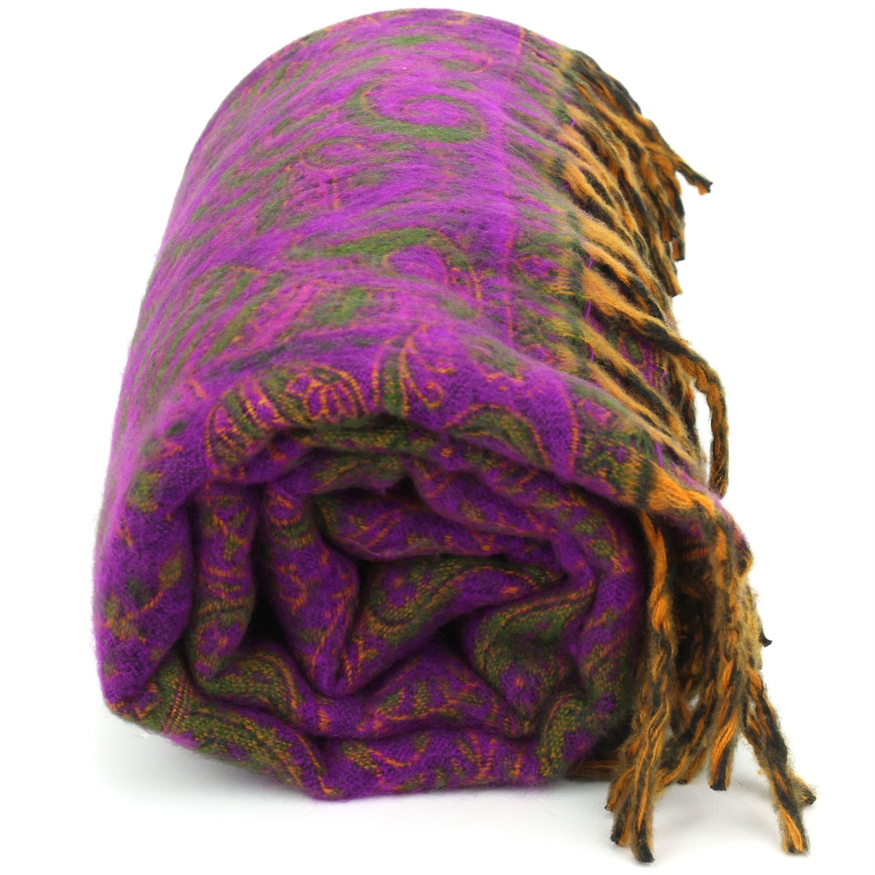 Acrylic Wool Blanket Shawl Wrap Throw Finest Softest India Paisley Travel - Picture 8 of 14