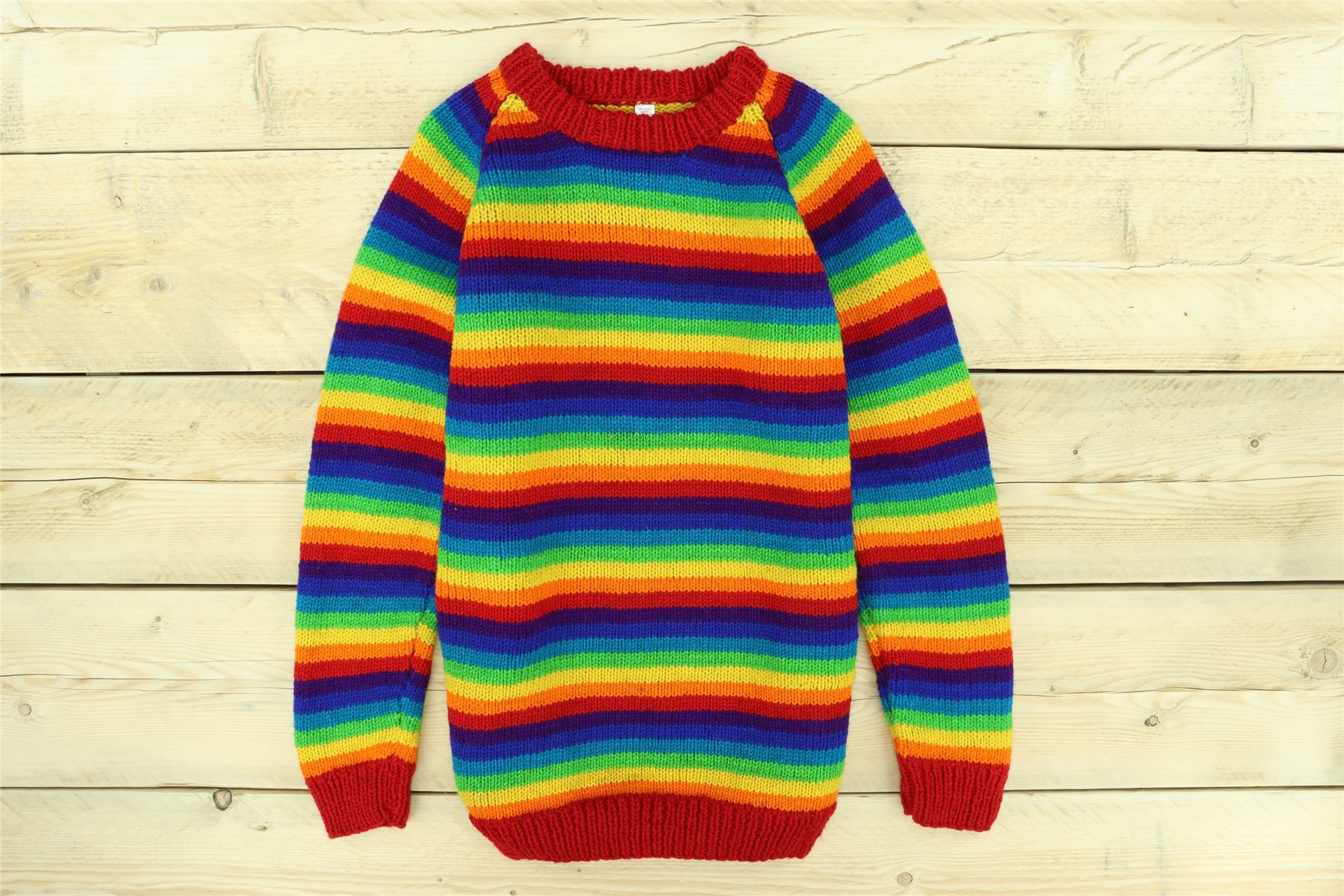 Wool Knit Jumper Sweater Pullover Fairisle Nordic Abstract Warm Nepal Loose - Picture 75 of 81