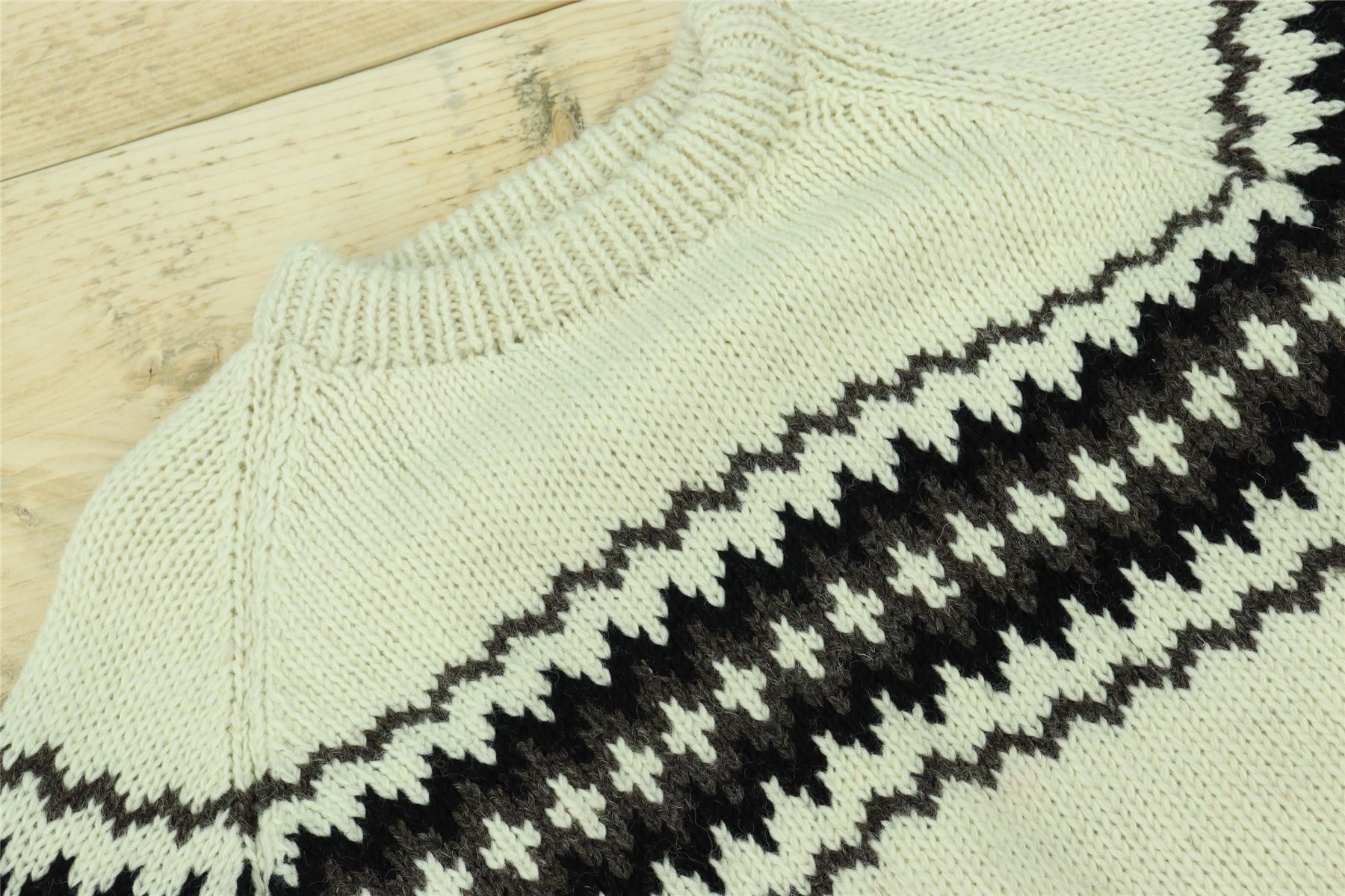 Wool Knit Jumper Sweater Pullover Fairisle Nordic Abstract Warm Nepal Loose - Picture 8 of 81
