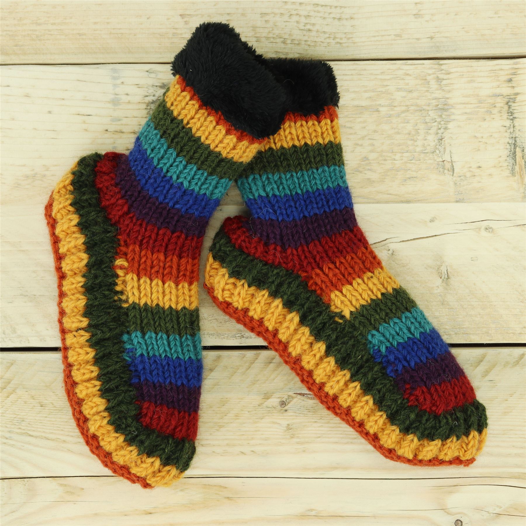 Handgestrickte Wolle Hausschuhe Socken Sherpa Futter Handarbeit warm UK 3-8 EU 36-42 - Bild 37 von 65