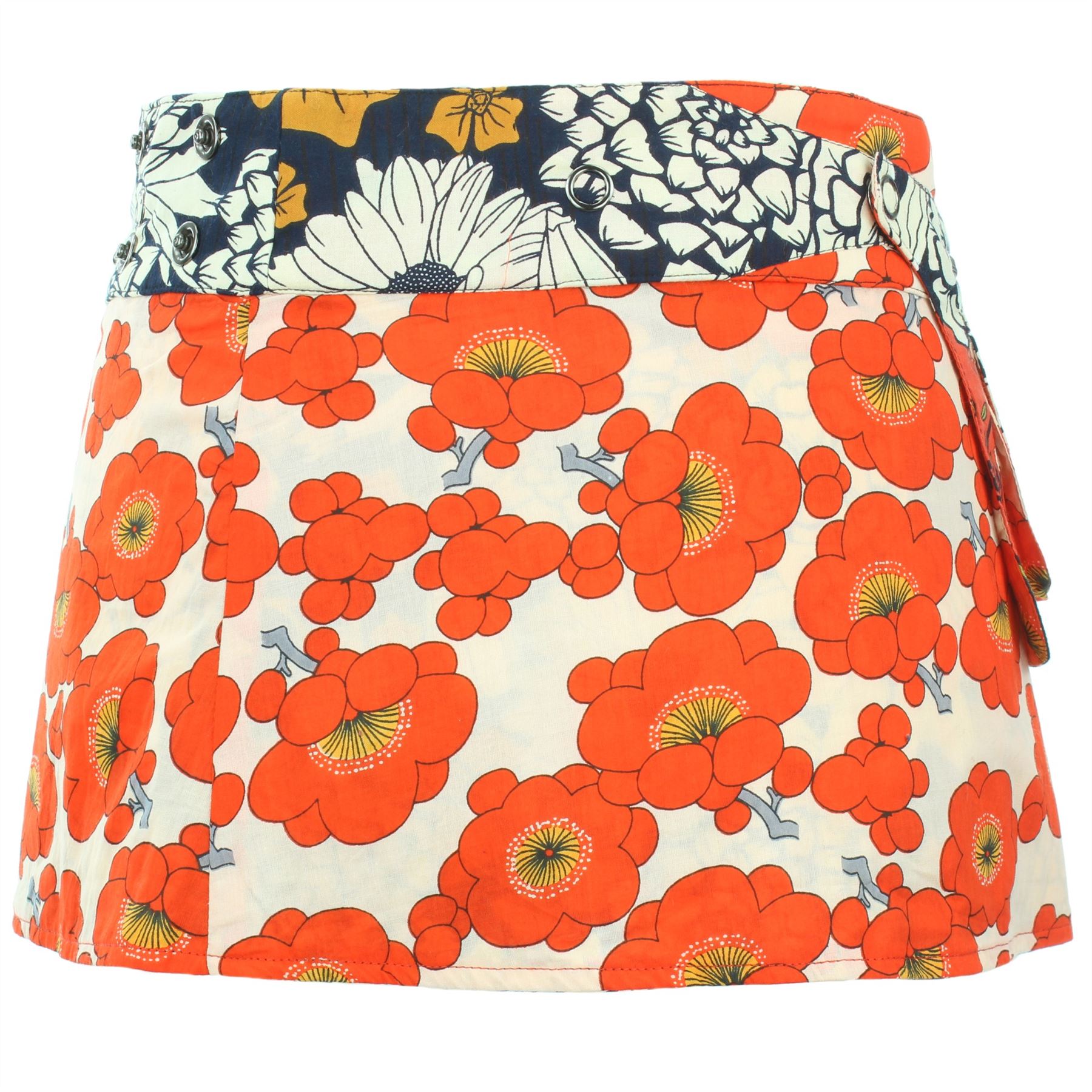 Hippie Bohemian Short Popper Childrens Skirt Boho Pocket Wrap Reversible Stud - Picture 27 of 56