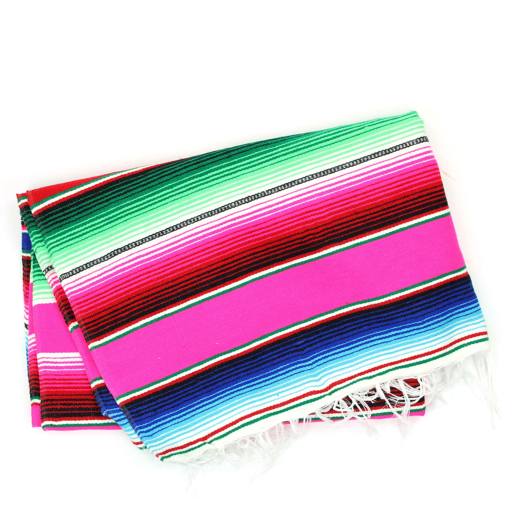 Handwoven Mexican Serape Traditional Jorongo Blanket Shawl Cloak Bright Striped - Picture 56 of 105