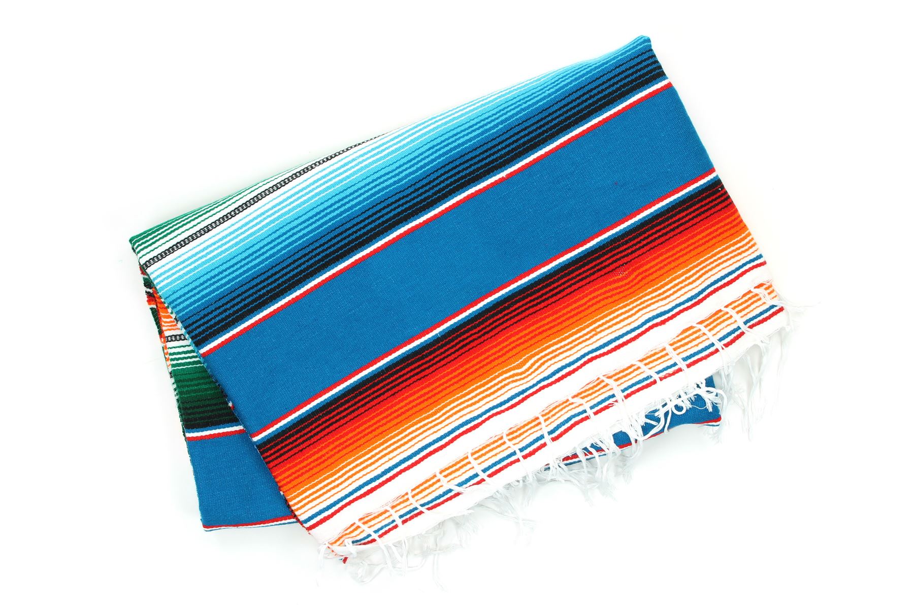 Handwoven Mexican Serape Traditional Jorongo Blanket Shawl Cloak Bright Striped - Picture 37 of 105