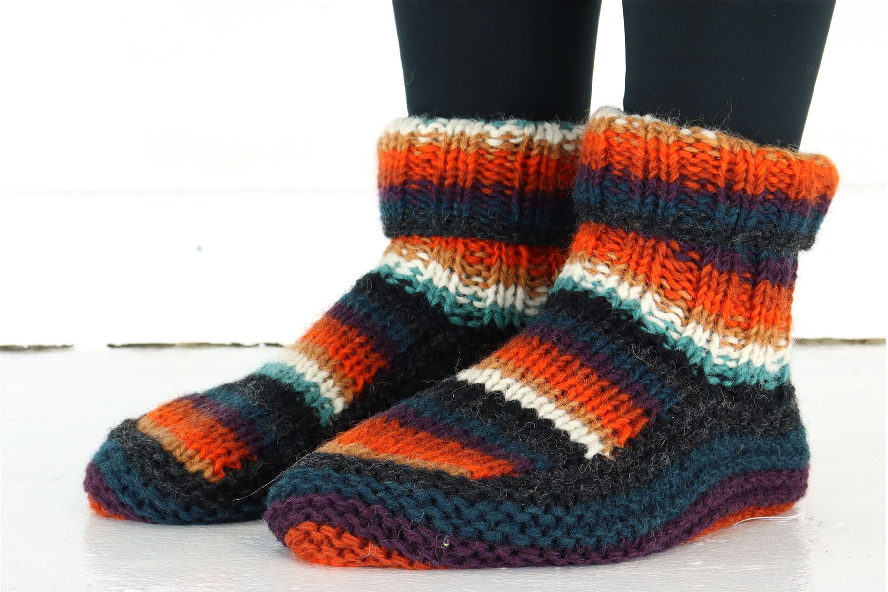 Hand Knitted Wool Slipper Socks Woolly Hand-knitted Warm Cosy Handmade - Picture 27 of 59