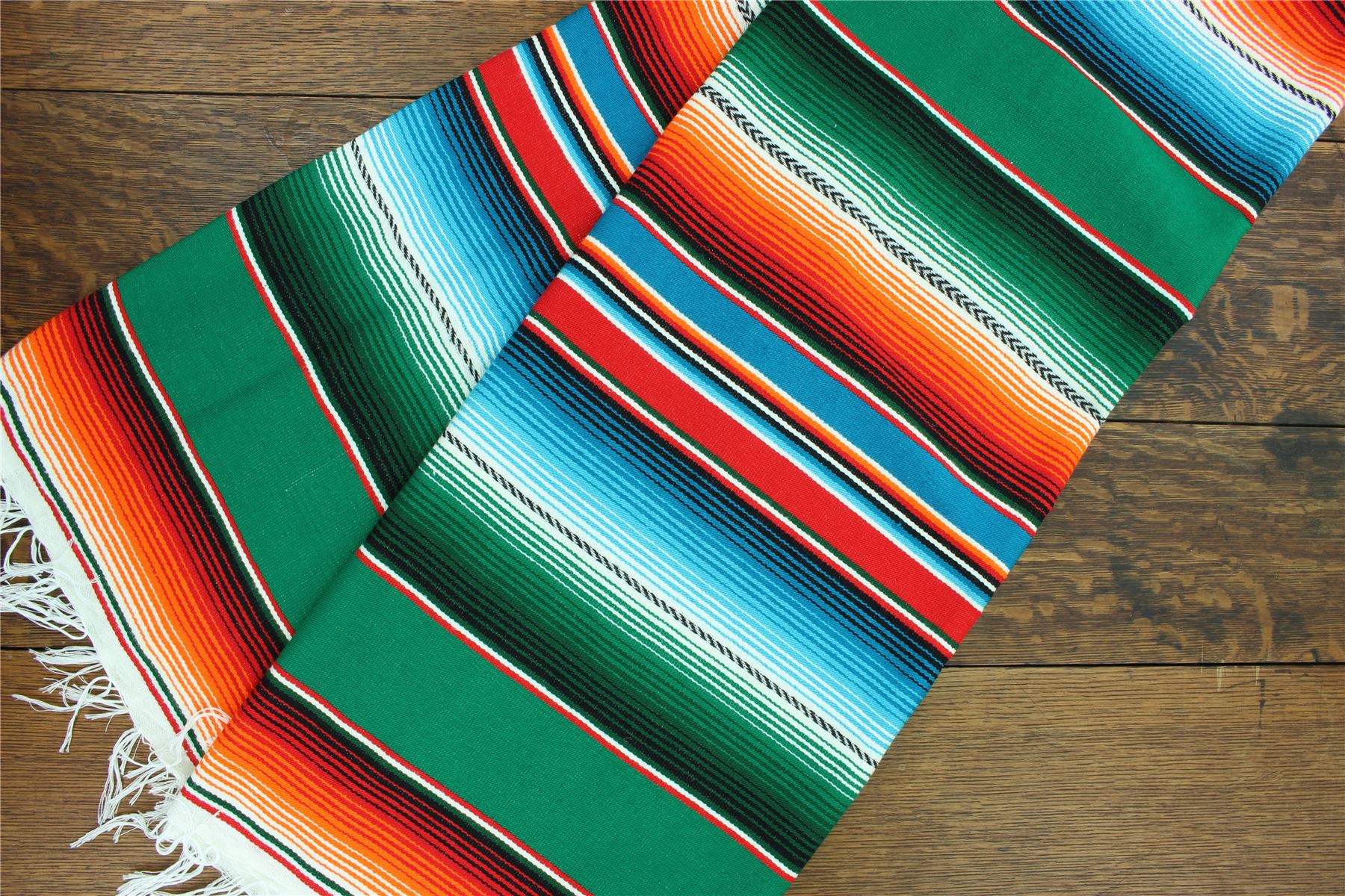 Handwoven Mexican Serape Traditional Jorongo Blanket Shawl Cloak Bright Striped - Picture 20 of 105