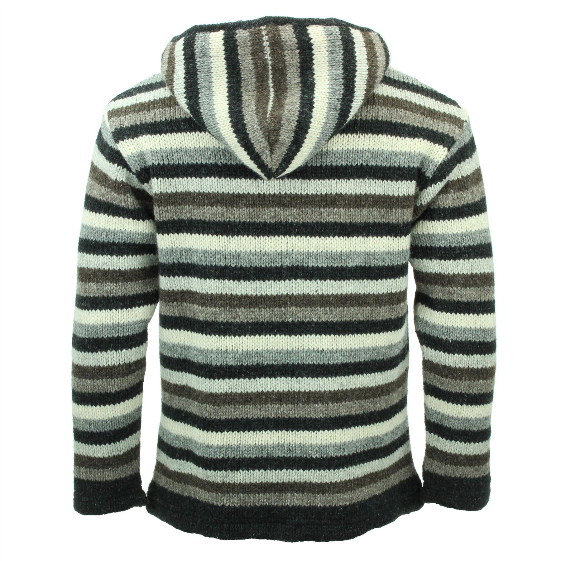 Handgestrickte Wolle Kapuzenjacke Cardigan Hoodie Nepal warm gefüttert Hippie Reißverschluss - Bild 64 von 102