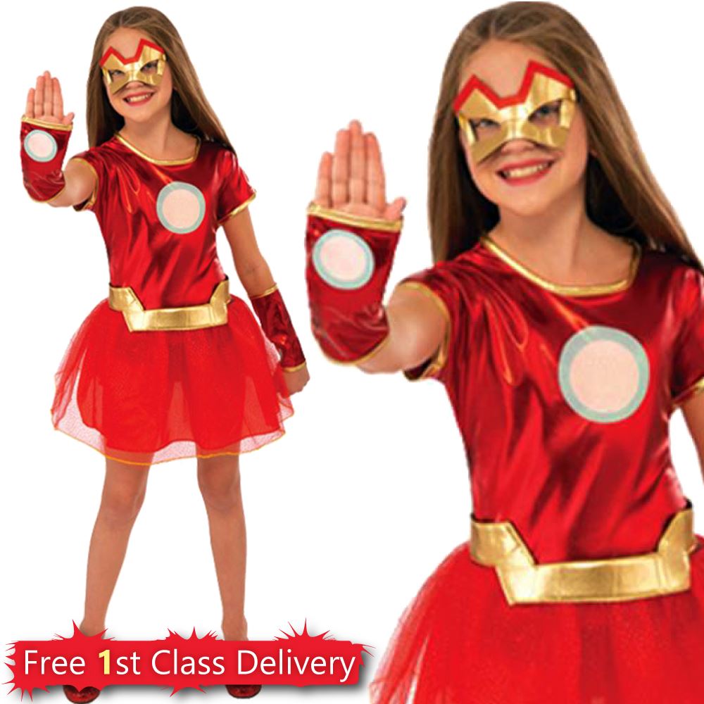 Girls Superhero Costume Kids Super Hero Fancy Dress Outfit Age 310y eBay
