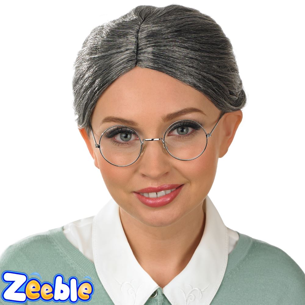 Granny Wig Gangsta Granny Curly Wig Bun Mrs Brown Grandma Fancy Dress