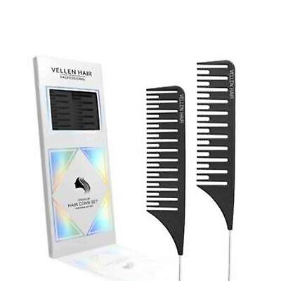 Vellen Weave Tail Comb Metal Pin Highlights Hair Salon Hairdresser Tool Set of 2