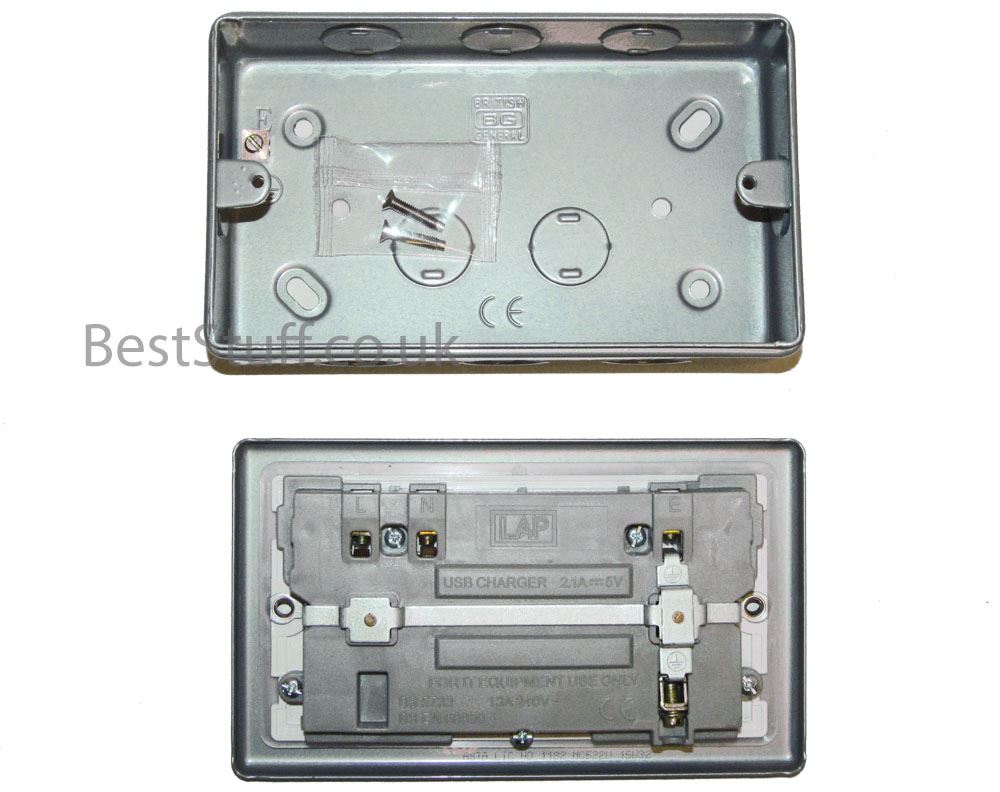 BG Nexus Double Switched Socket USB Charger 2.1A 5V MC522U-01
