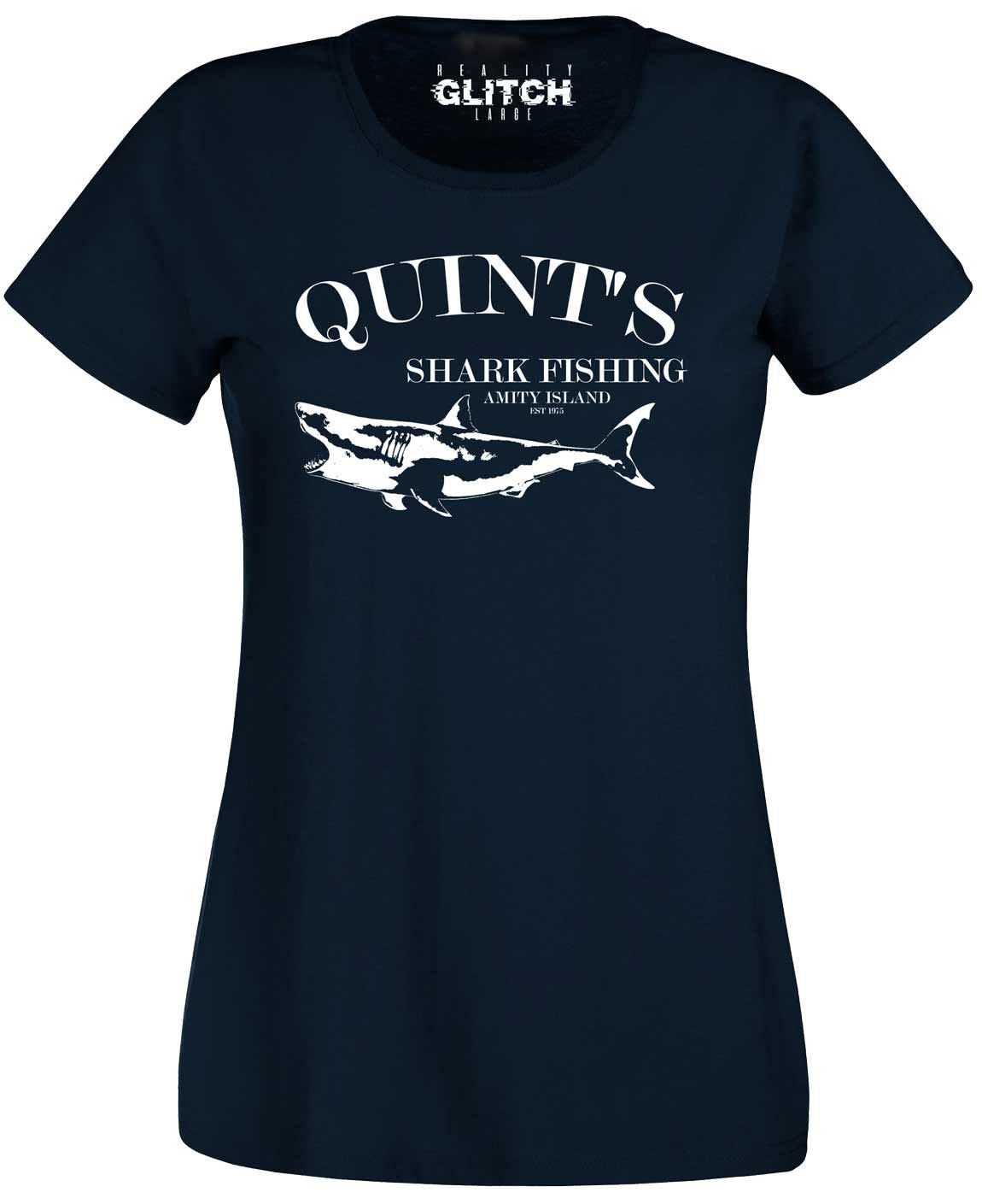 Quint's Shark Fishing Damen T-Shirt - lustiges tolles weißes Film Fischer Tee - Bild 5 von 6