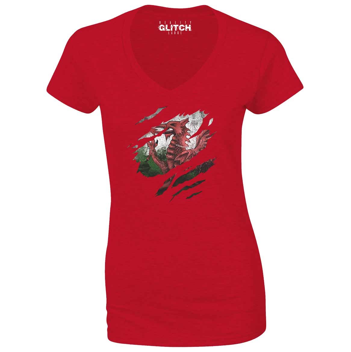Damen Wales T-Shirt Mit Walisischer Flagge, Souvenir, Geschenk T-Shirt