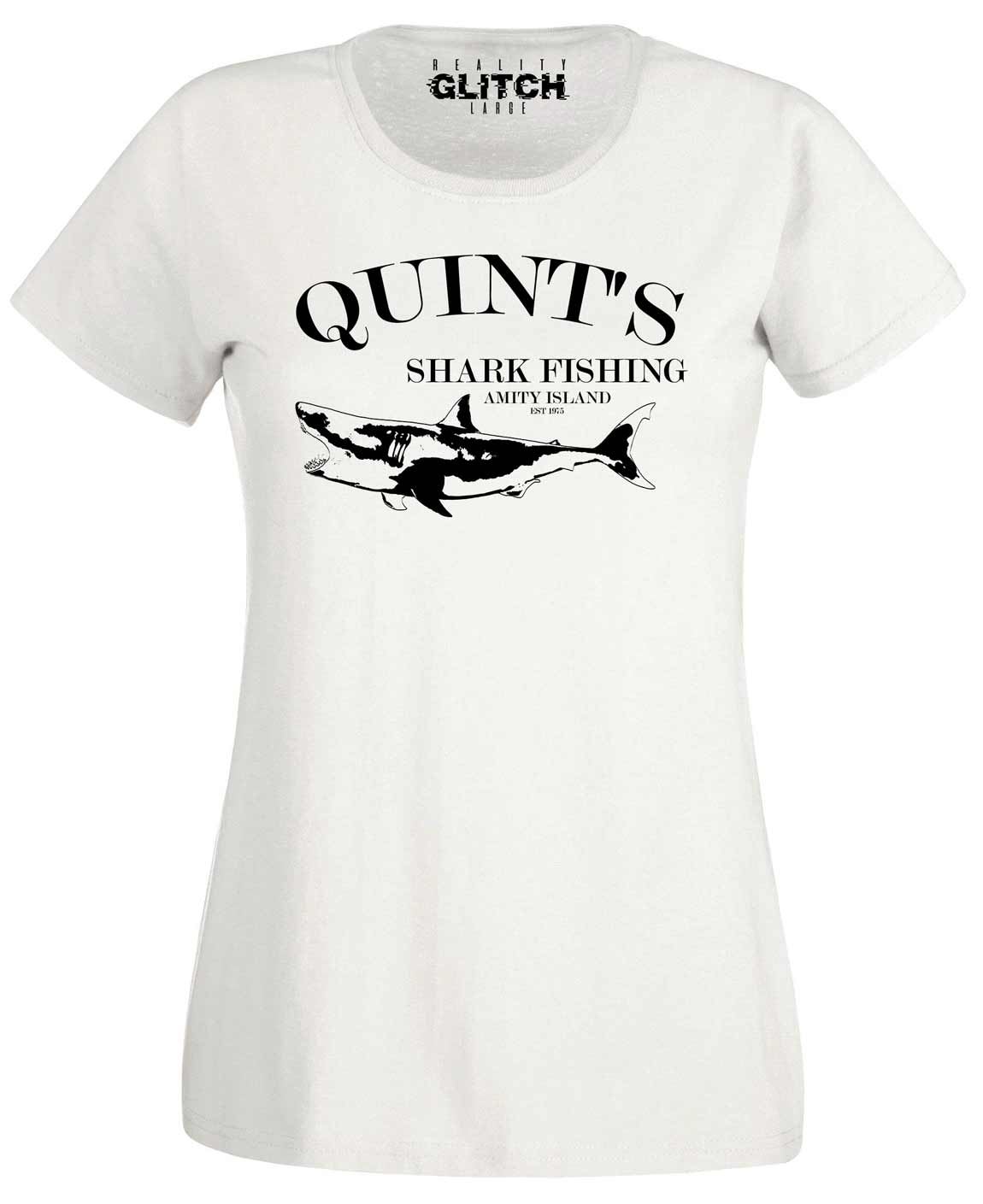 Quint's Shark Fishing Damen T-Shirt - lustiges tolles weißes Film Fischer Tee - Bild 6 von 6