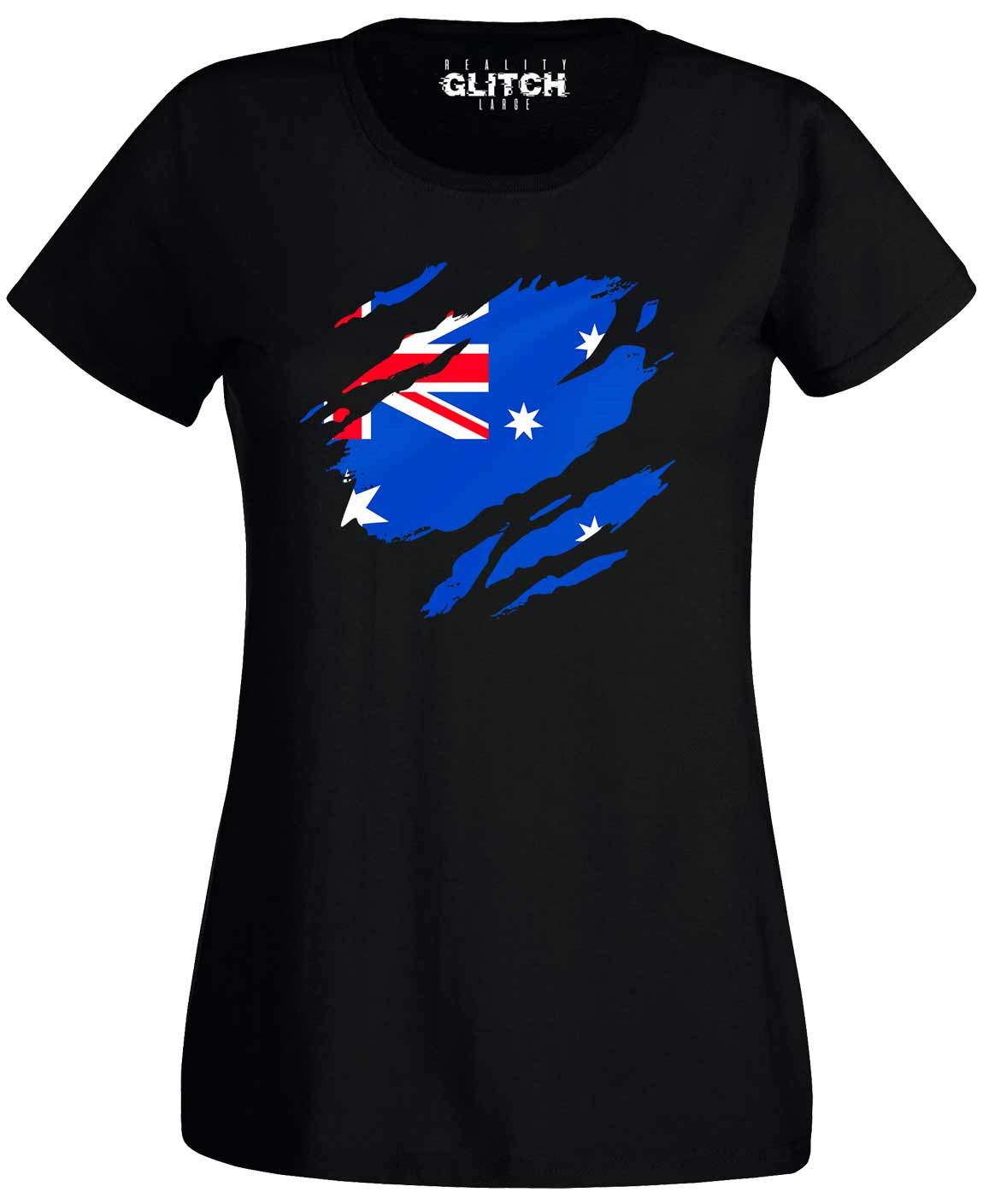 Womens Torn Australian Flag TShirt Australia World Cup Olympics