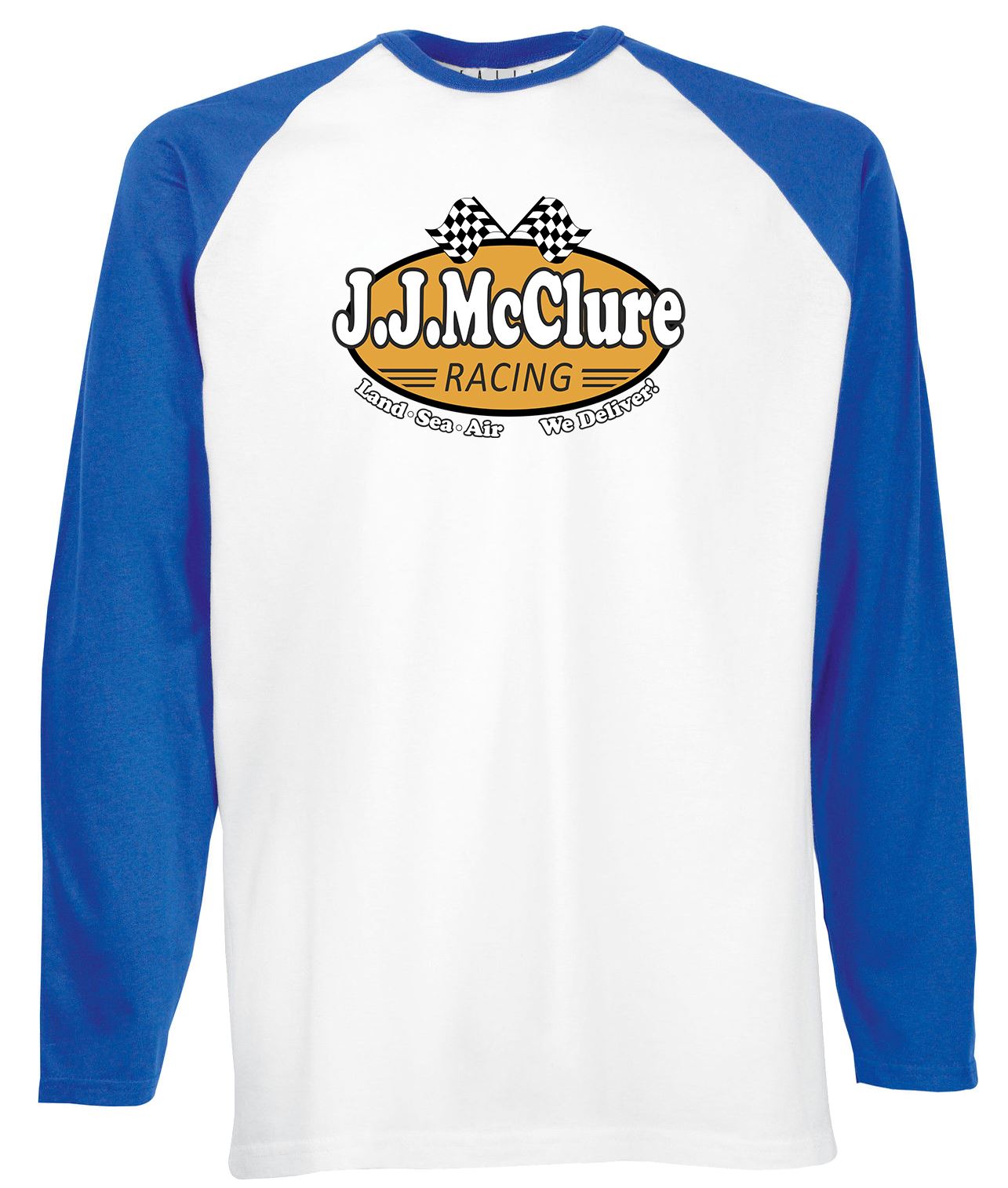 JJ McClure Racing Cannonball Long Sleeve Baseball Shirt – Run Burt Reynolds 80’s