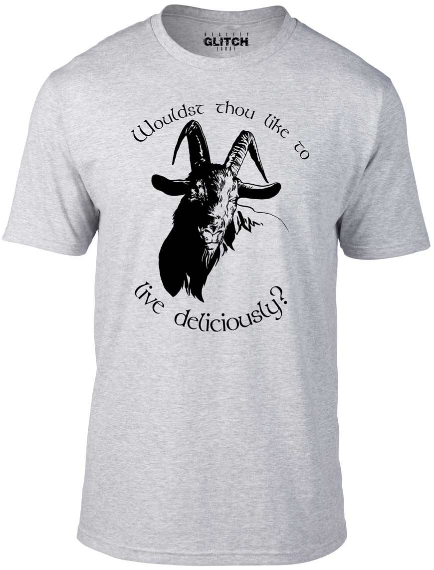 Camiseta Live Deliciously - Divertida camiseta horror retro bruja Satanás cabra diablo - Imagen 13 de 13